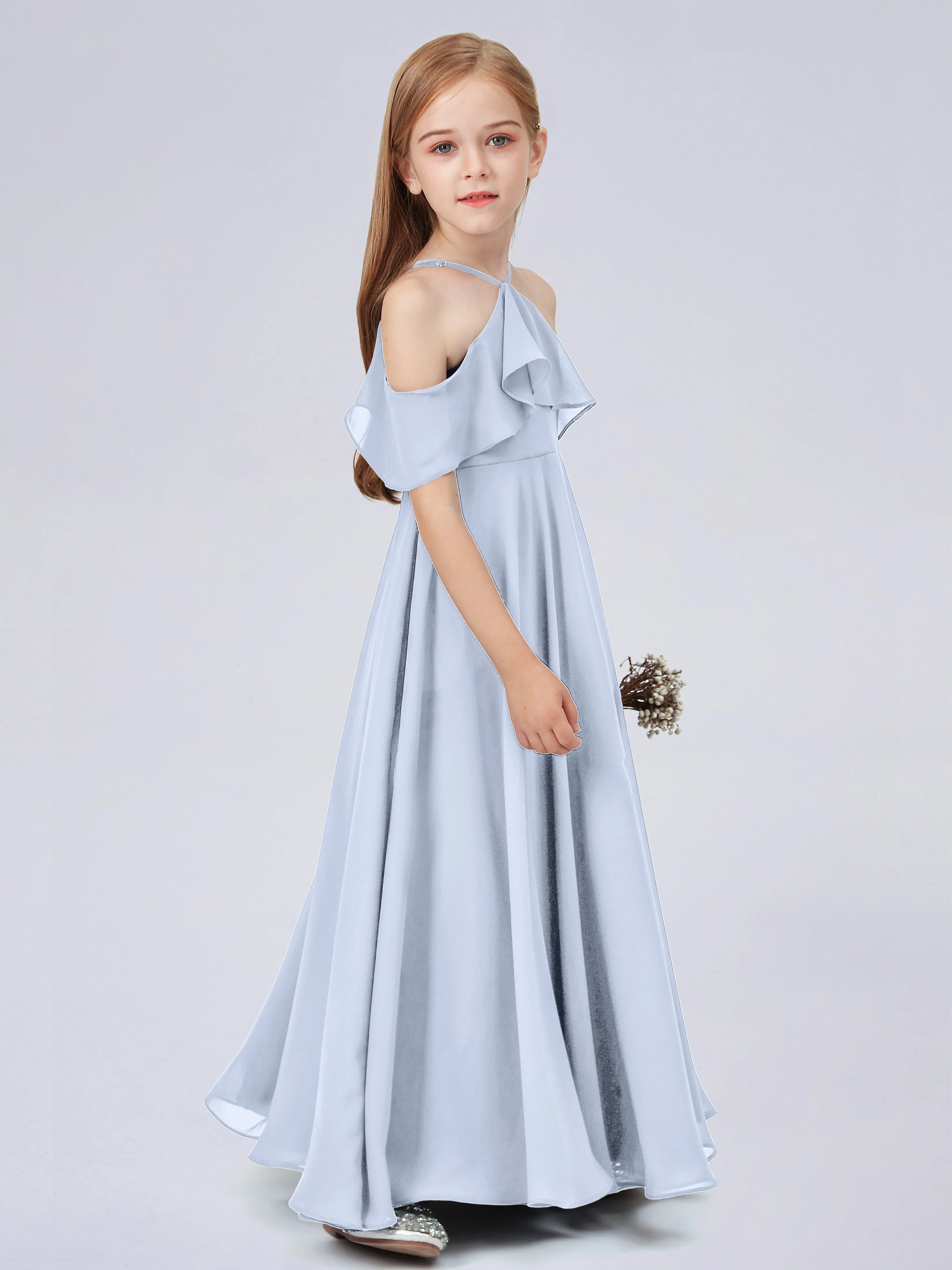 Off Shoulder Chiffon Junior Bridesmaid Dress