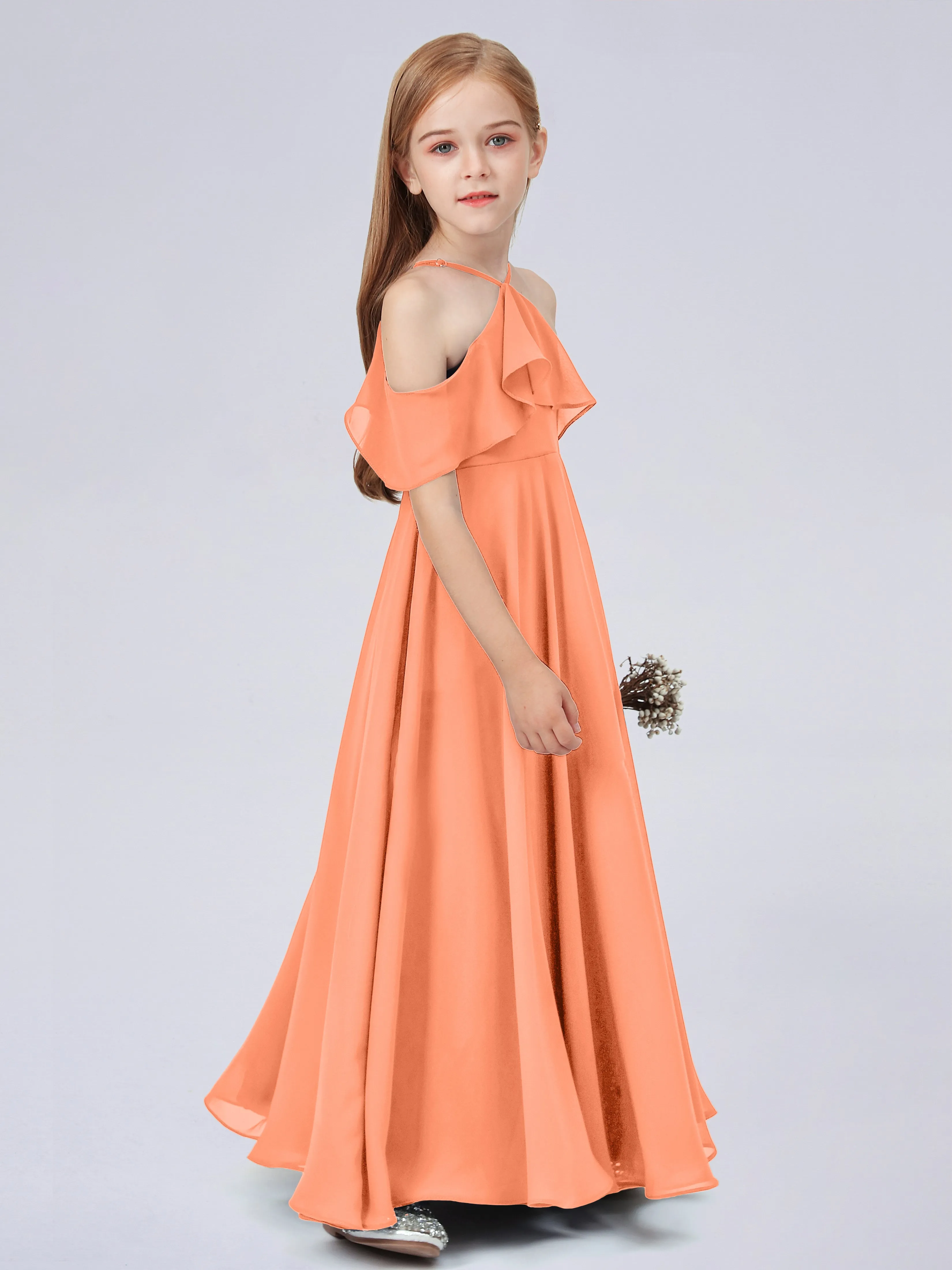 Off Shoulder Chiffon Junior Bridesmaid Dress