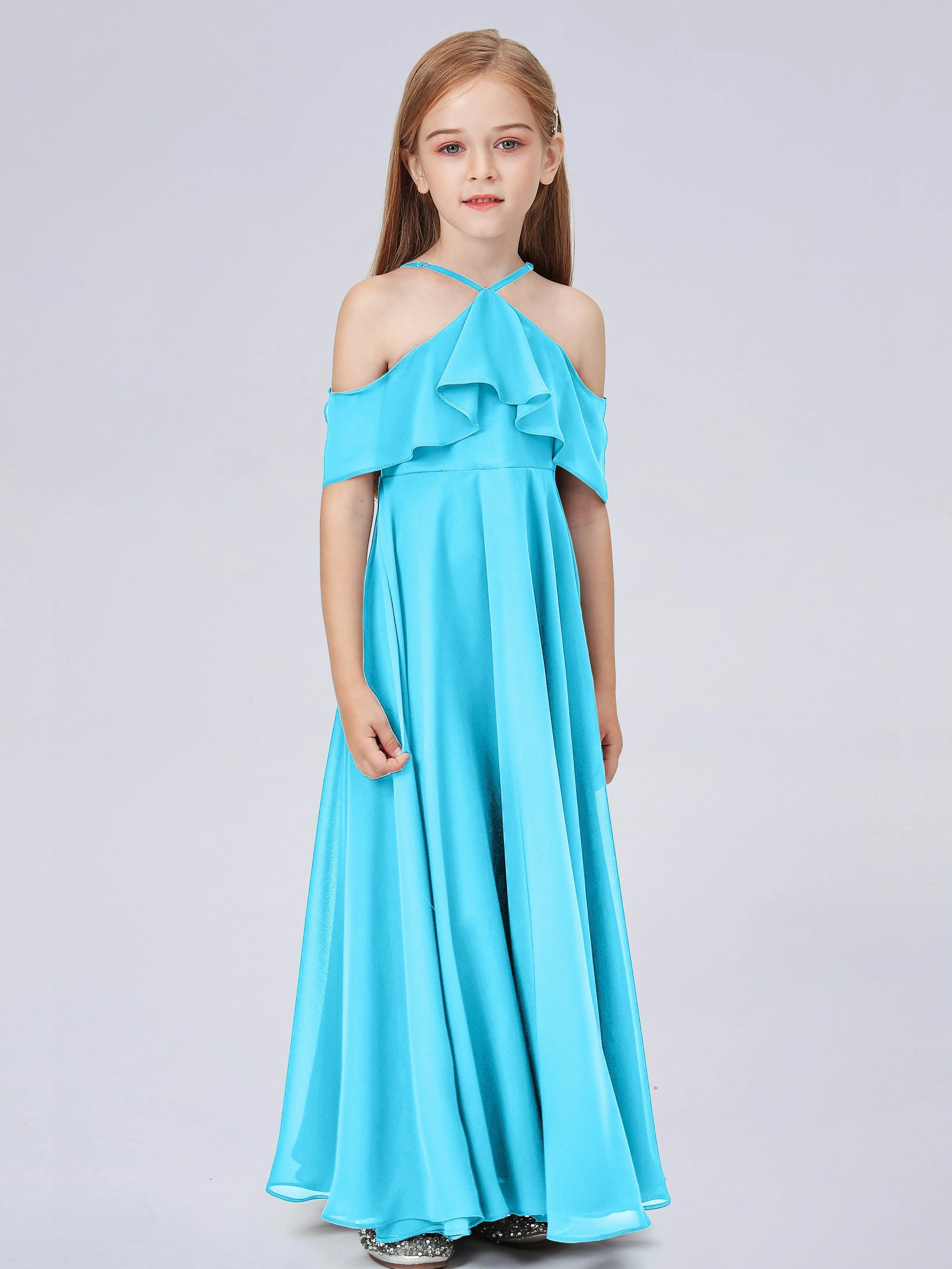 Off Shoulder Chiffon Junior Bridesmaid Dress