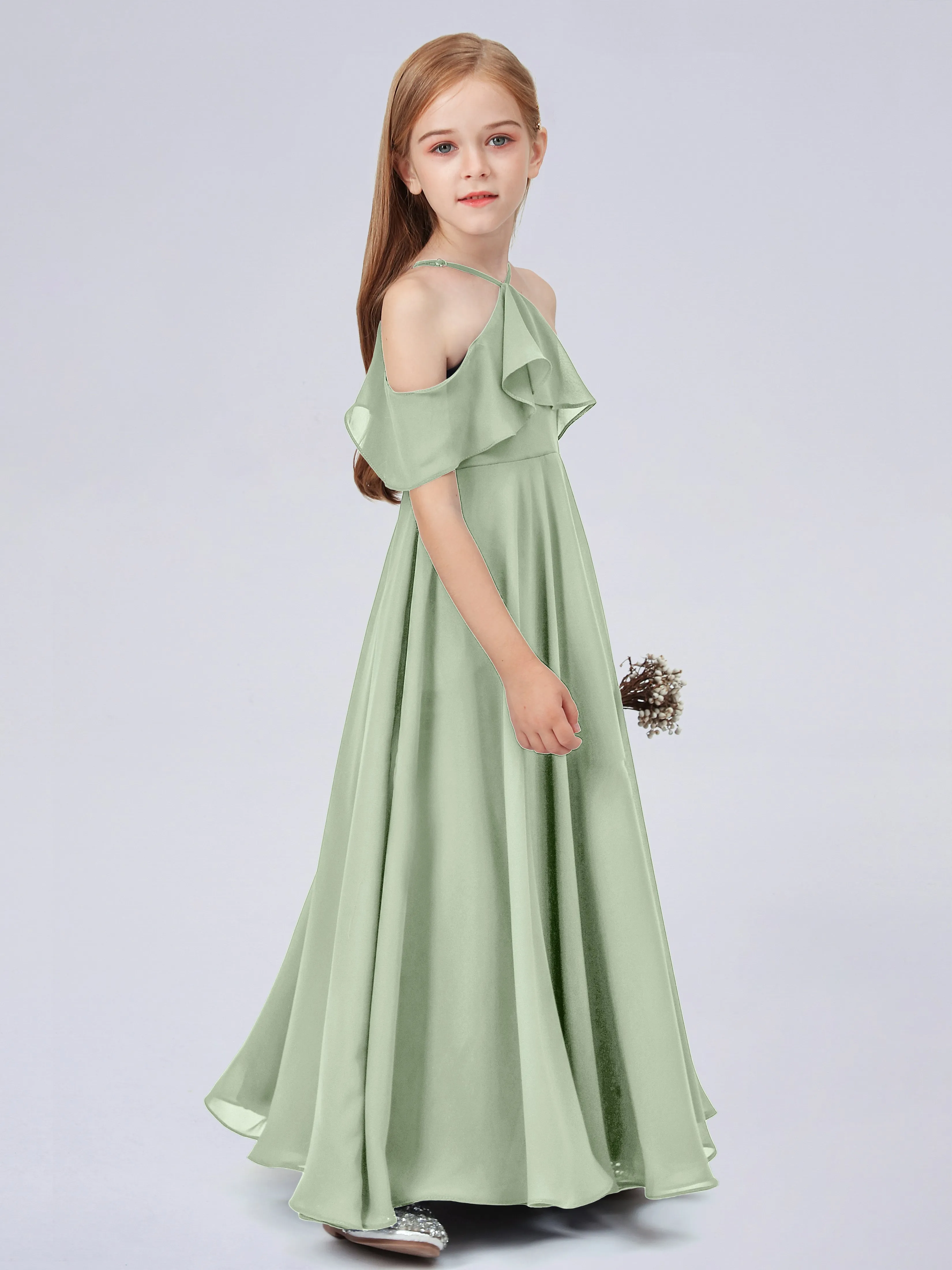 Off Shoulder Chiffon Junior Bridesmaid Dress