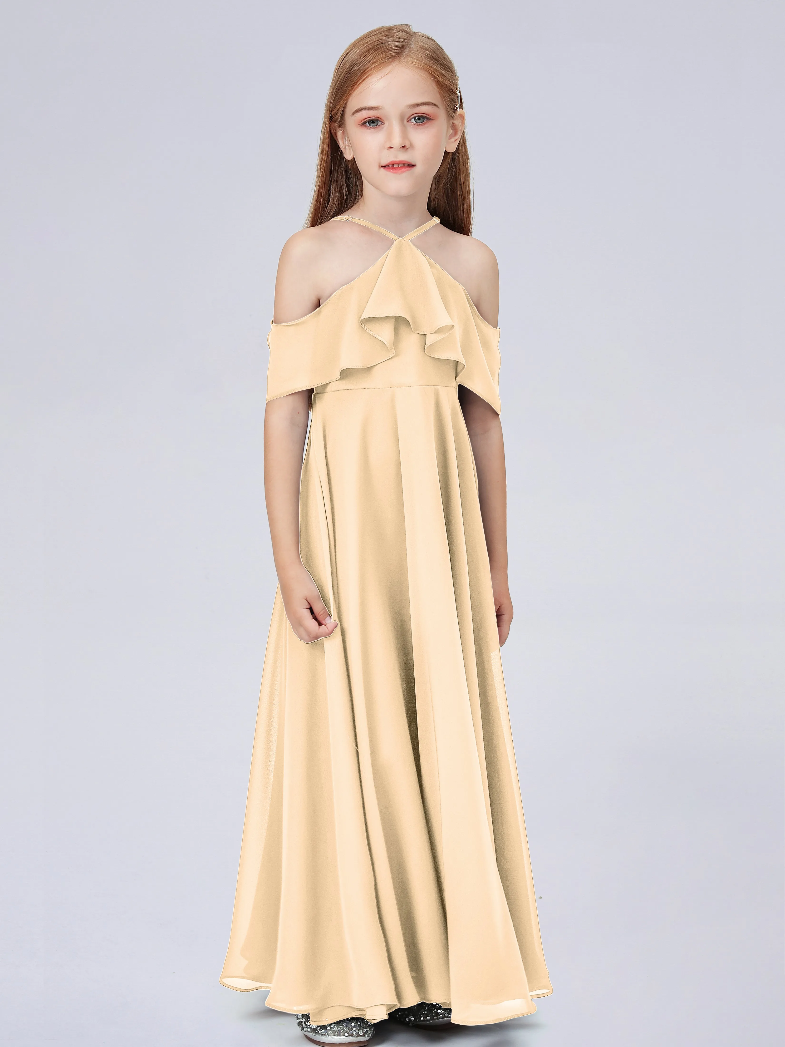 Off Shoulder Chiffon Junior Bridesmaid Dress