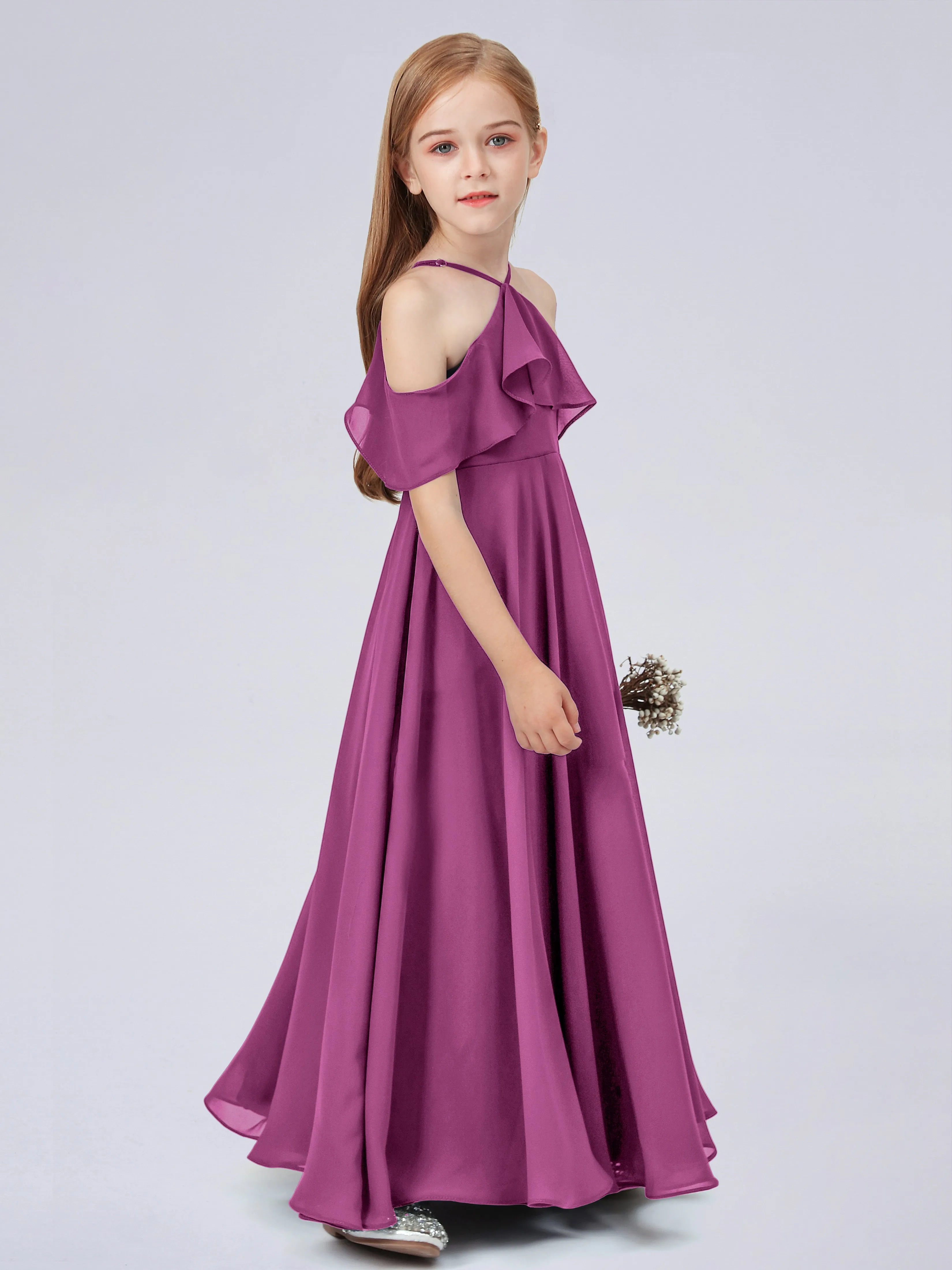 Off Shoulder Chiffon Junior Bridesmaid Dress