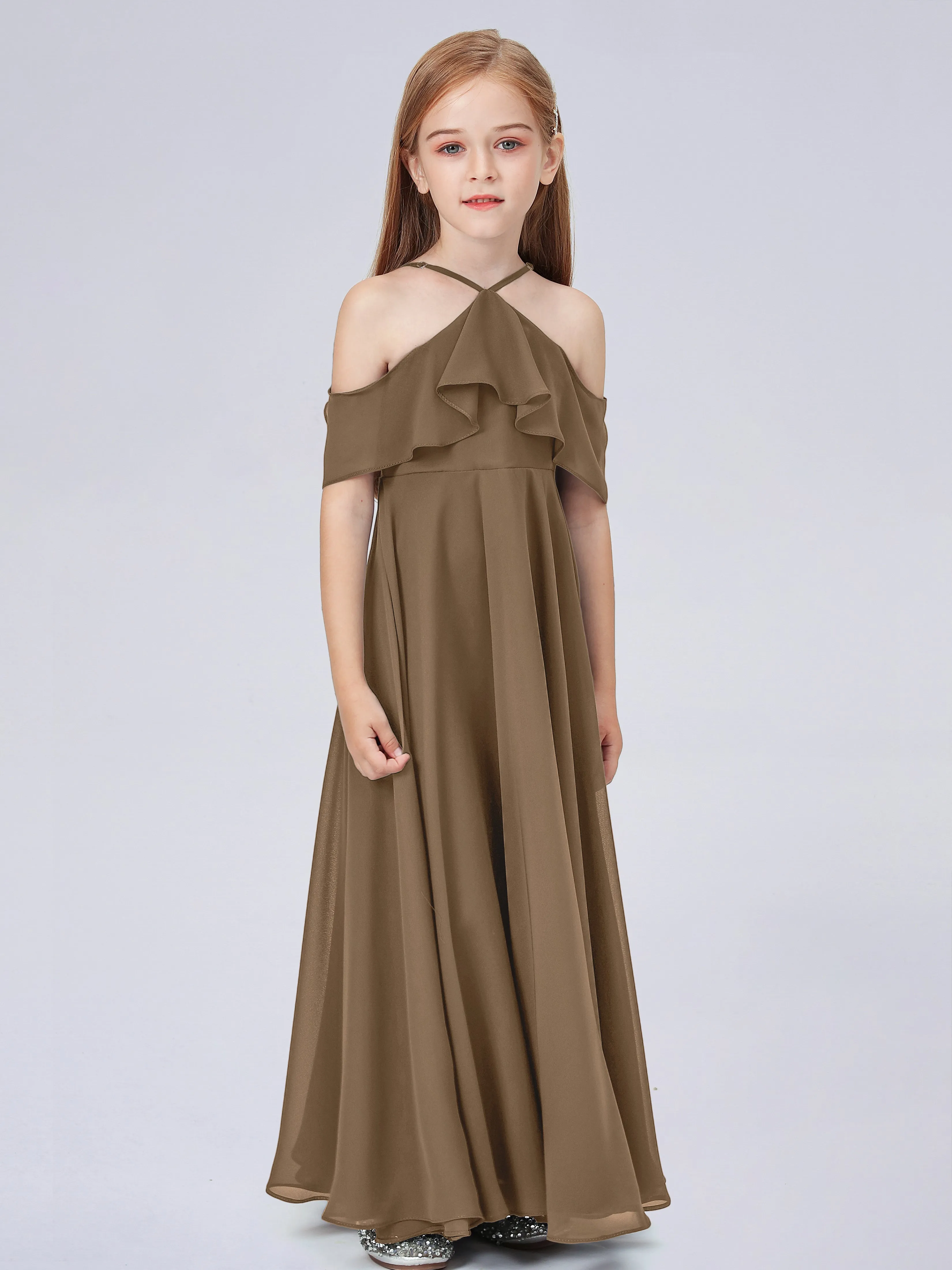 Off Shoulder Chiffon Junior Bridesmaid Dress