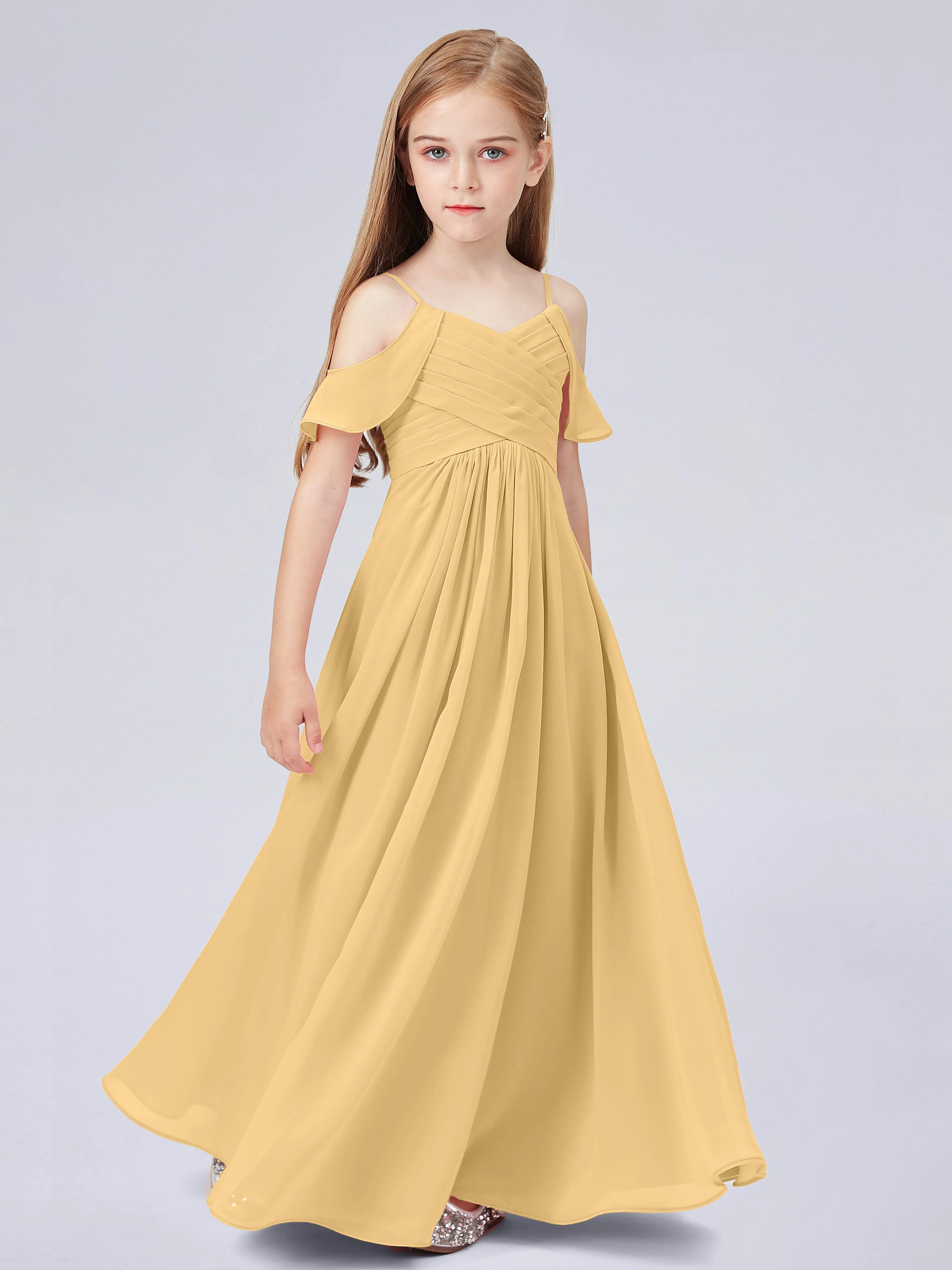 Off Shoulder Chiffon Junior Bridesmaid Dress