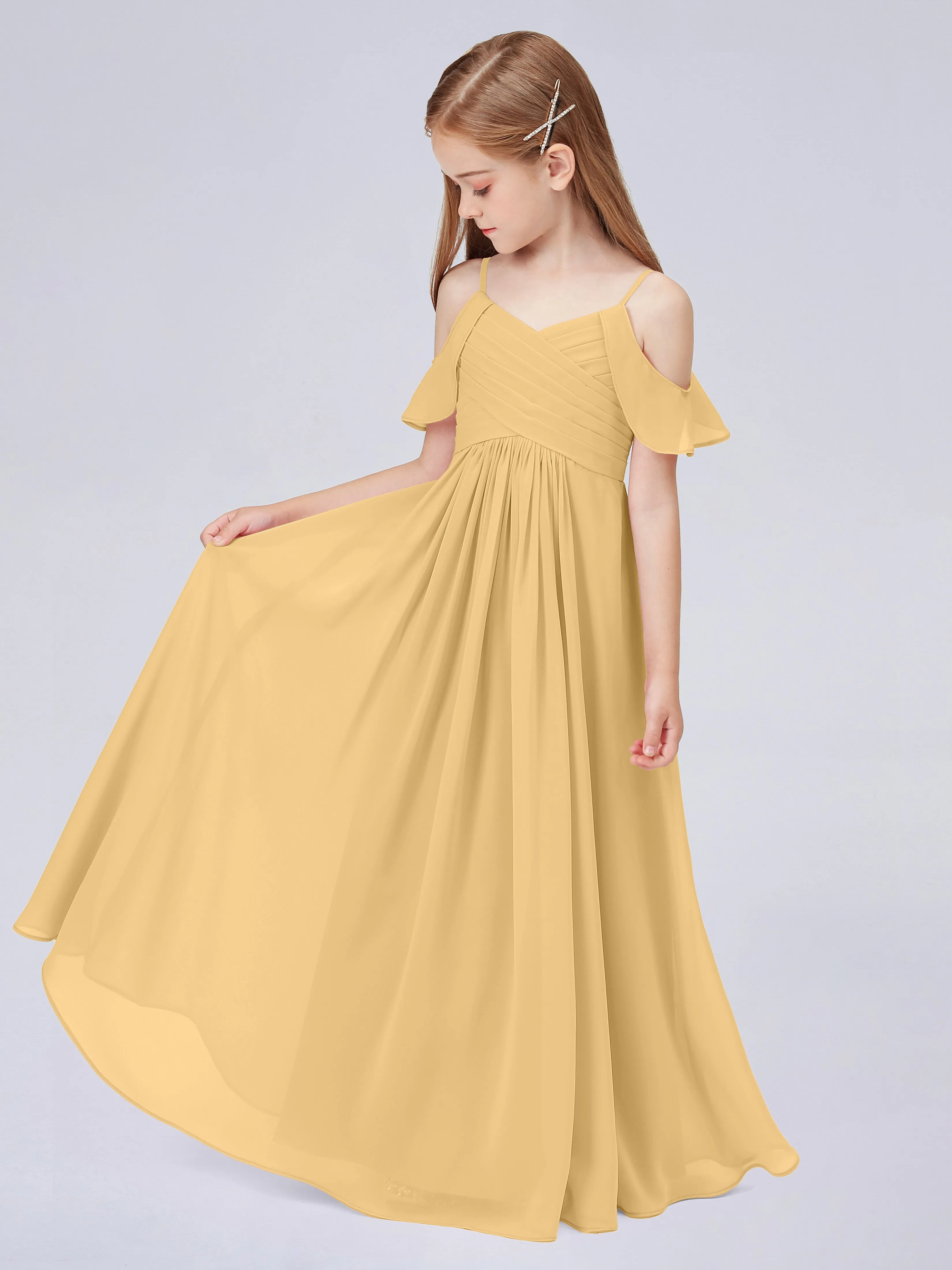 Off Shoulder Chiffon Junior Bridesmaid Dress