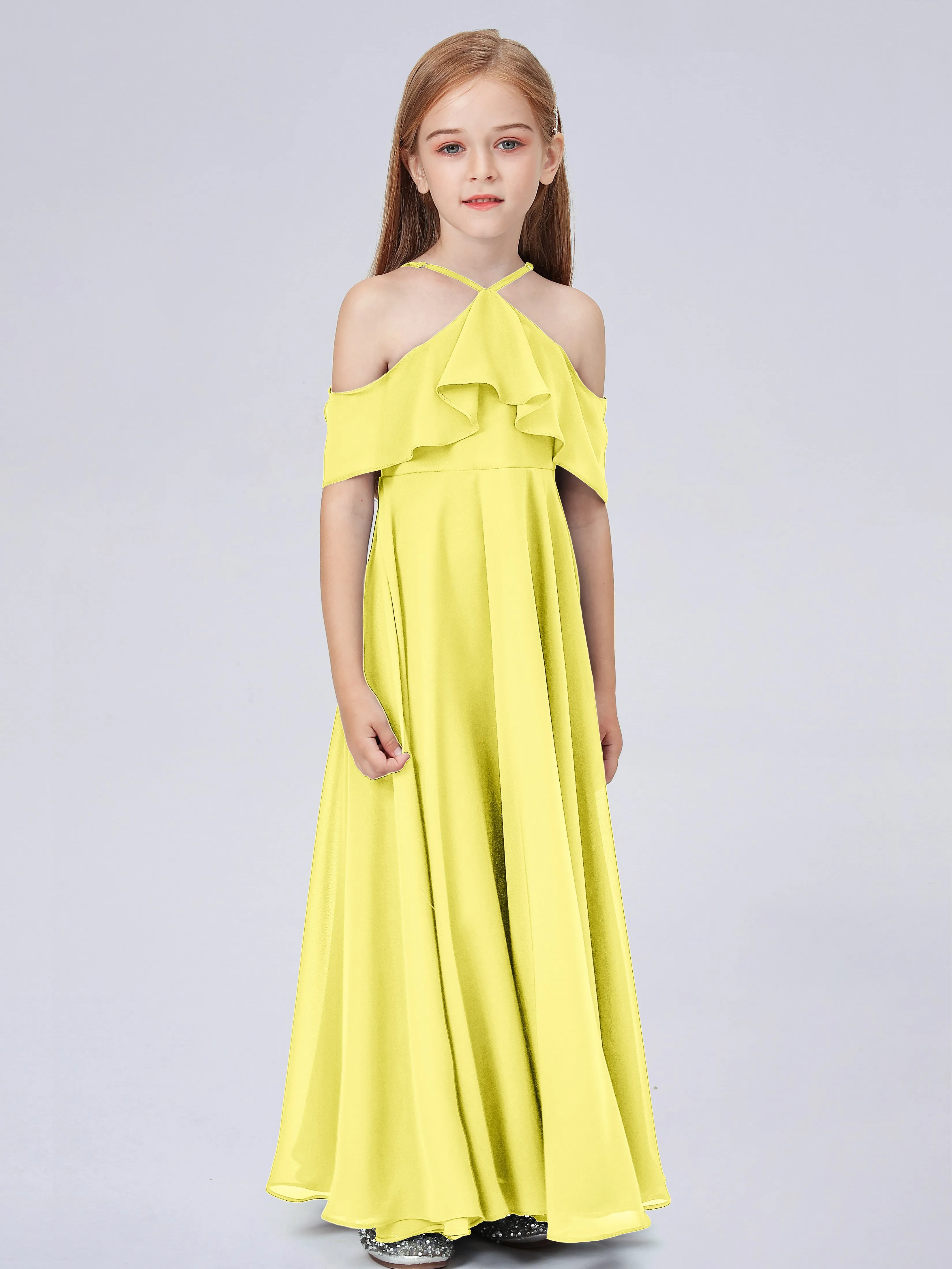 Off Shoulder Chiffon Junior Bridesmaid Dress