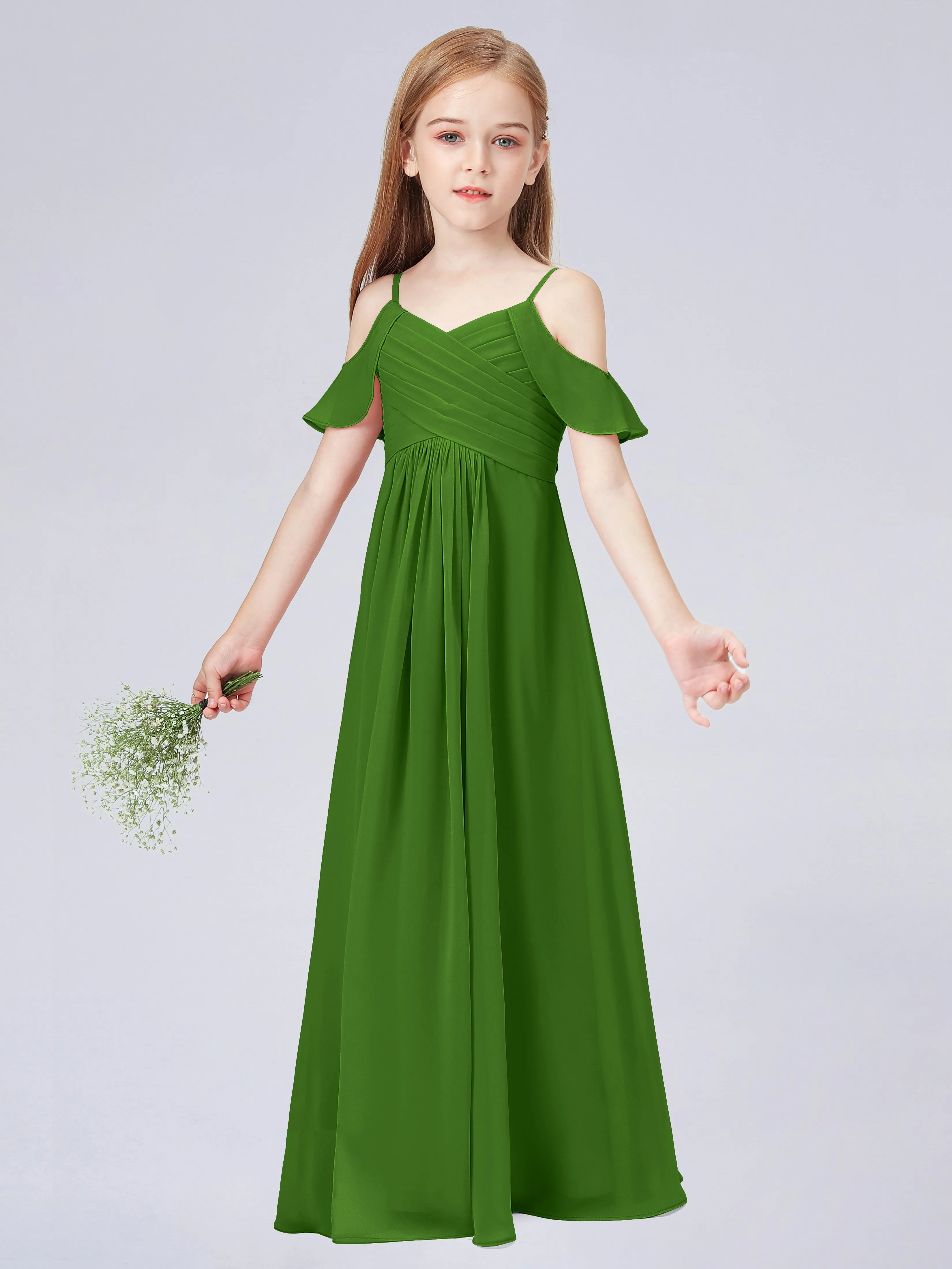 Off Shoulder Chiffon Junior Bridesmaid Dress