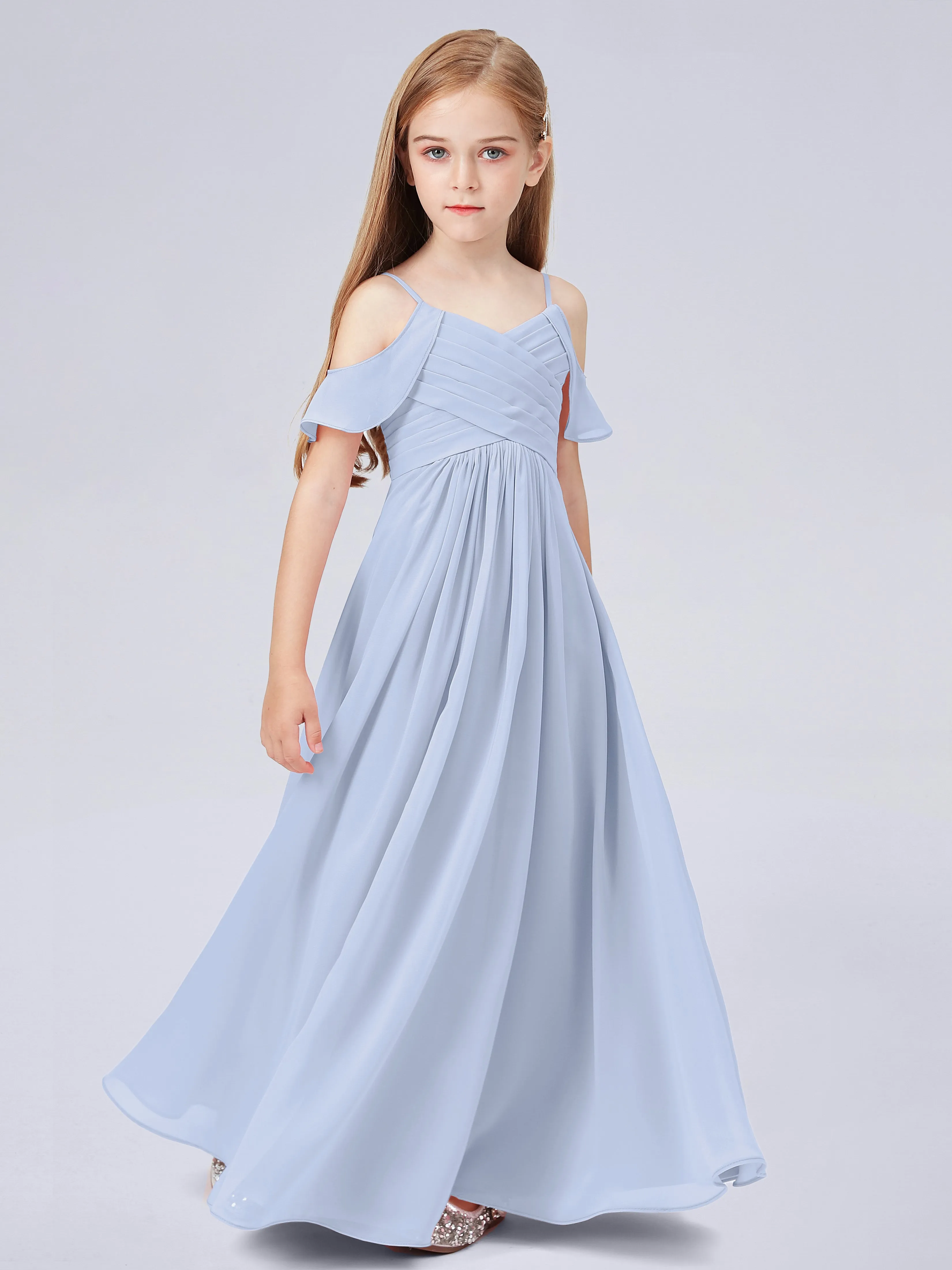 Off Shoulder Chiffon Junior Bridesmaid Dress