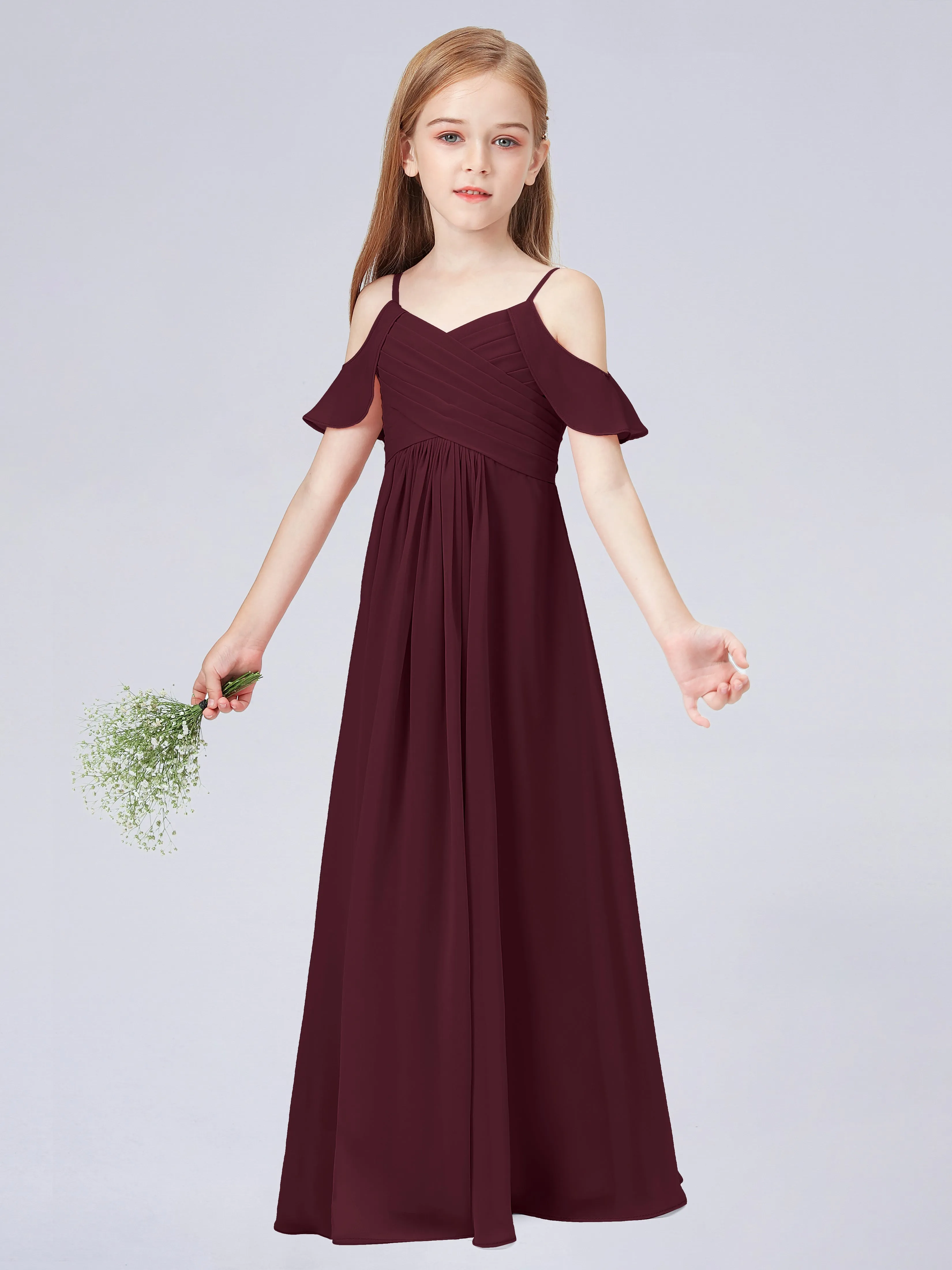 Off Shoulder Chiffon Junior Bridesmaid Dress