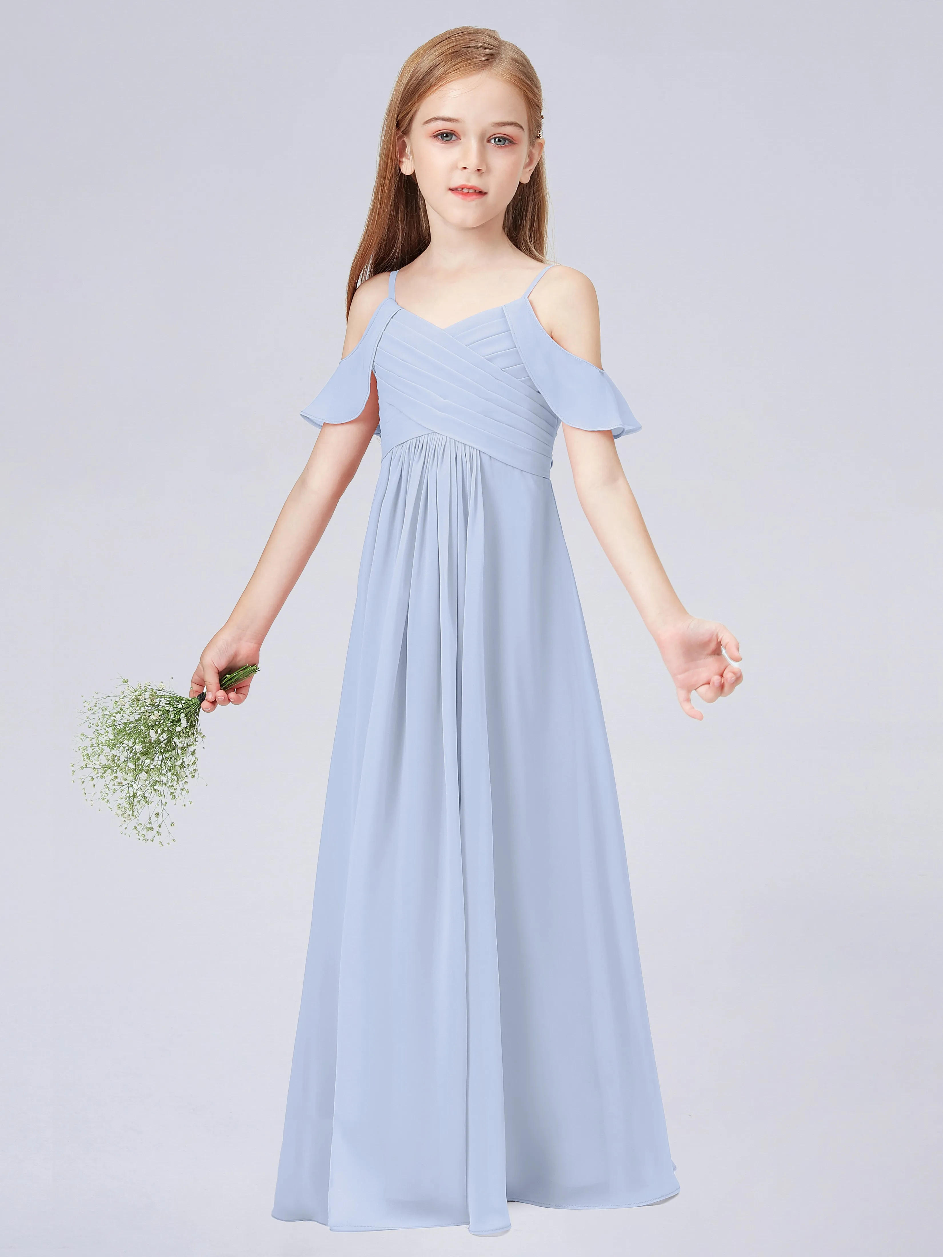 Off Shoulder Chiffon Junior Bridesmaid Dress