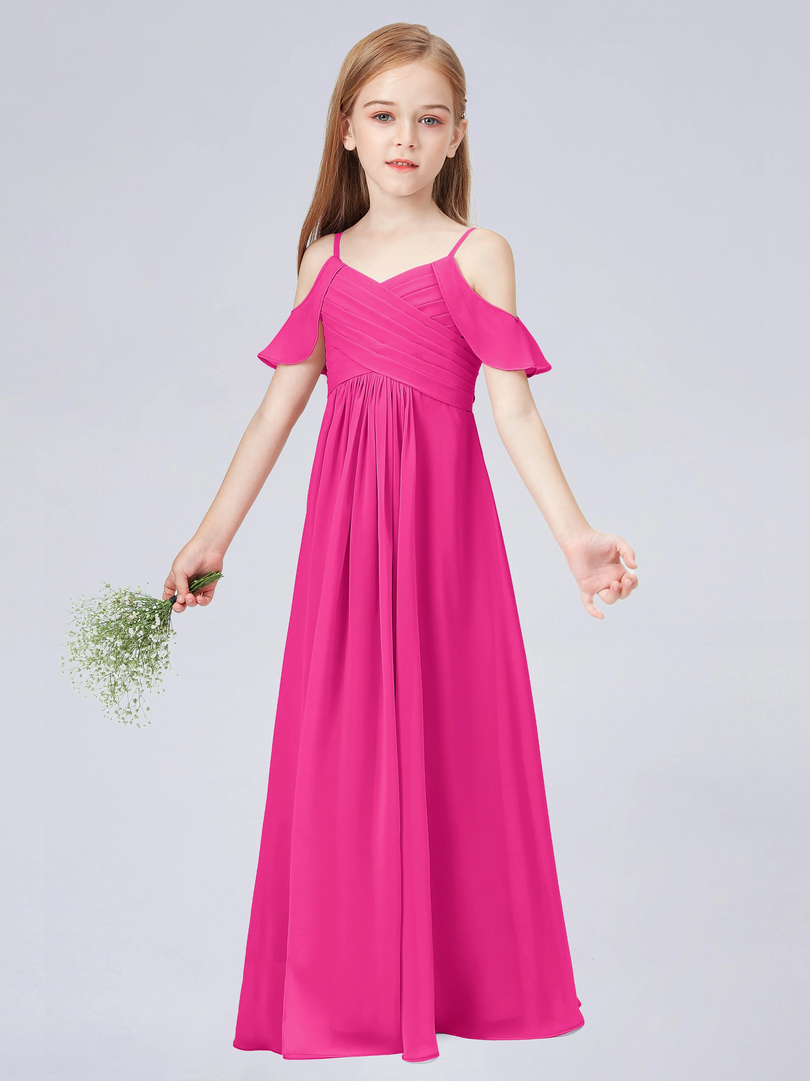 Off Shoulder Chiffon Junior Bridesmaid Dress