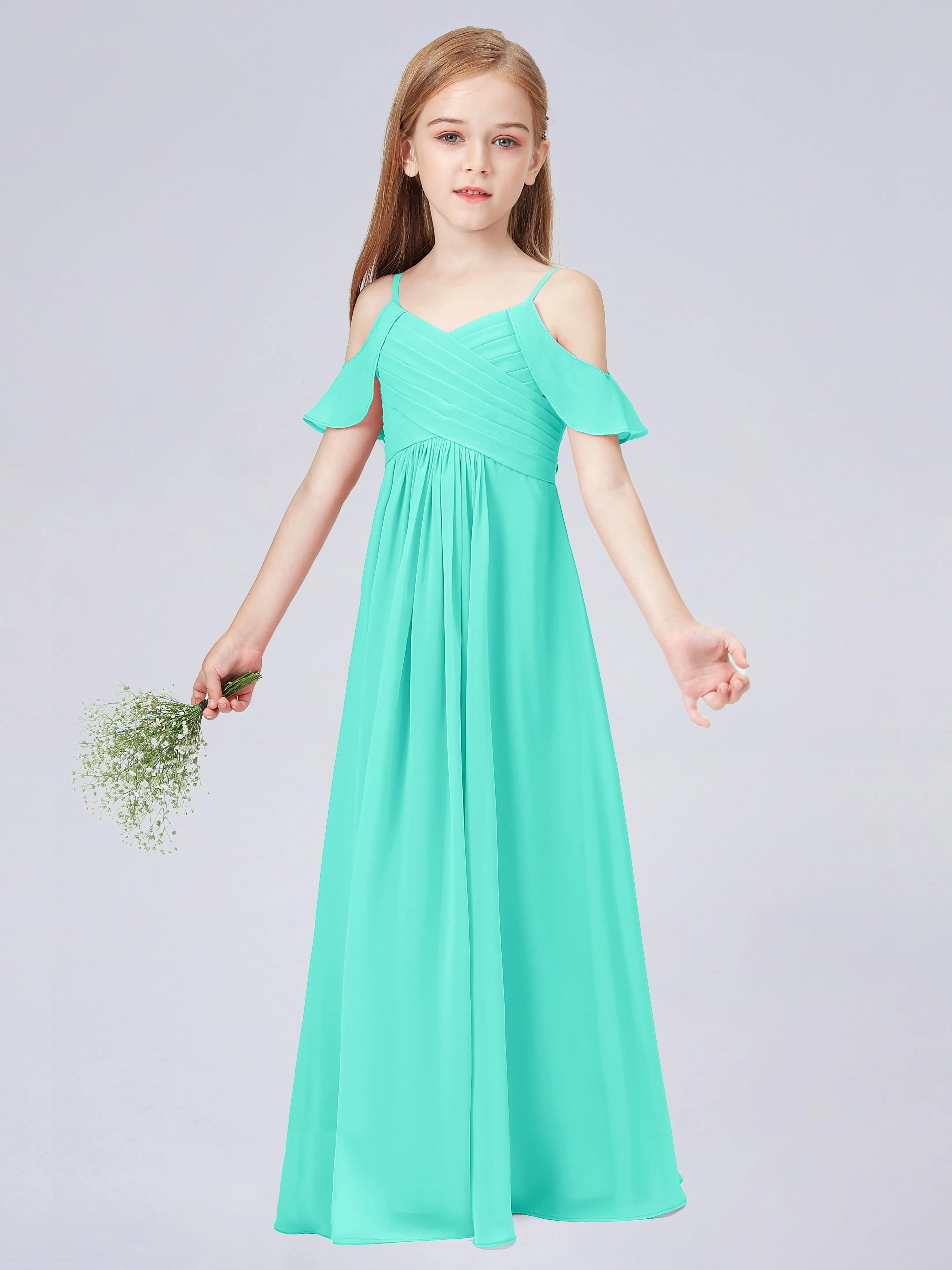 Off Shoulder Chiffon Junior Bridesmaid Dress