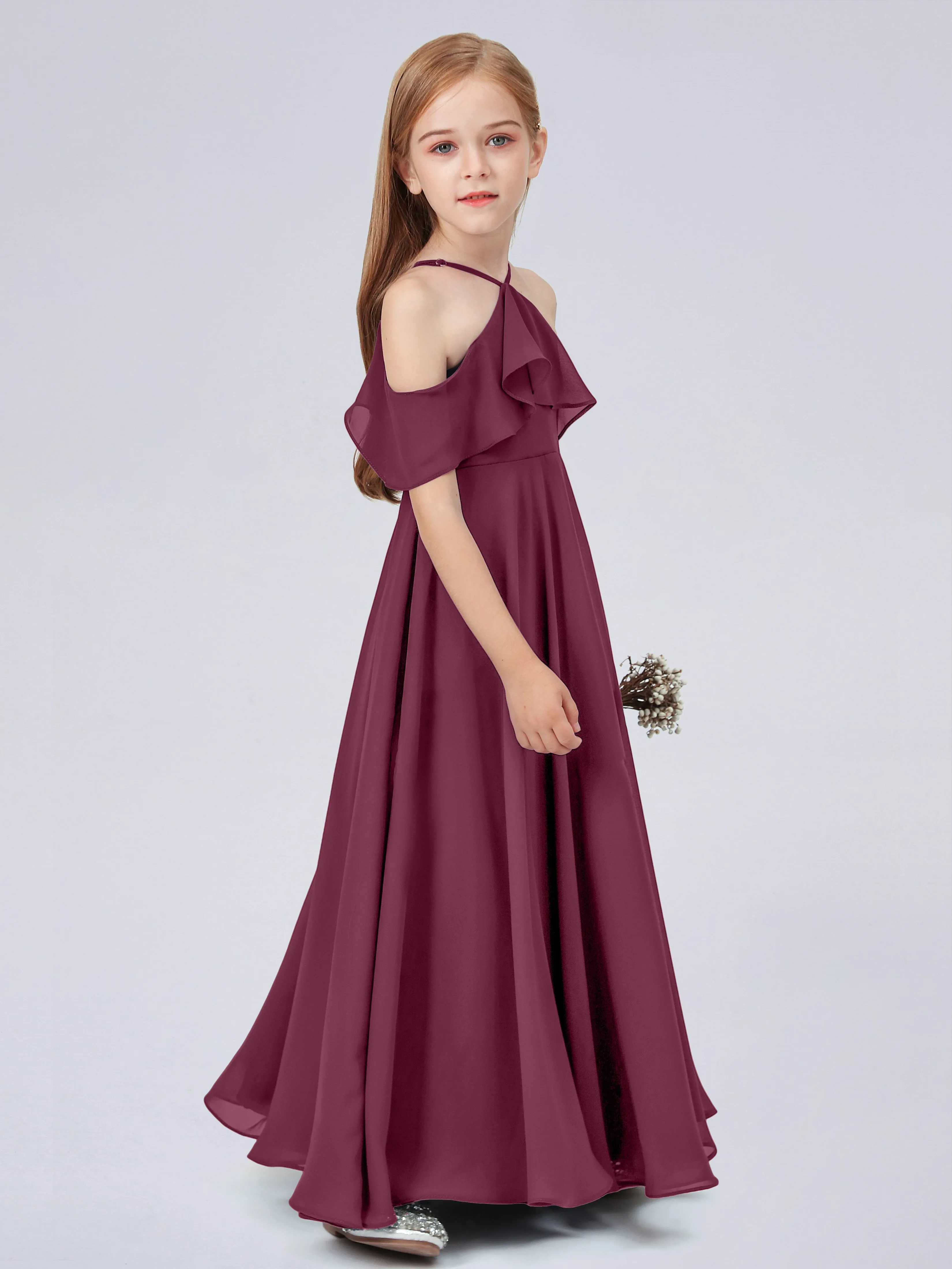 Off Shoulder Chiffon Junior Bridesmaid Dress