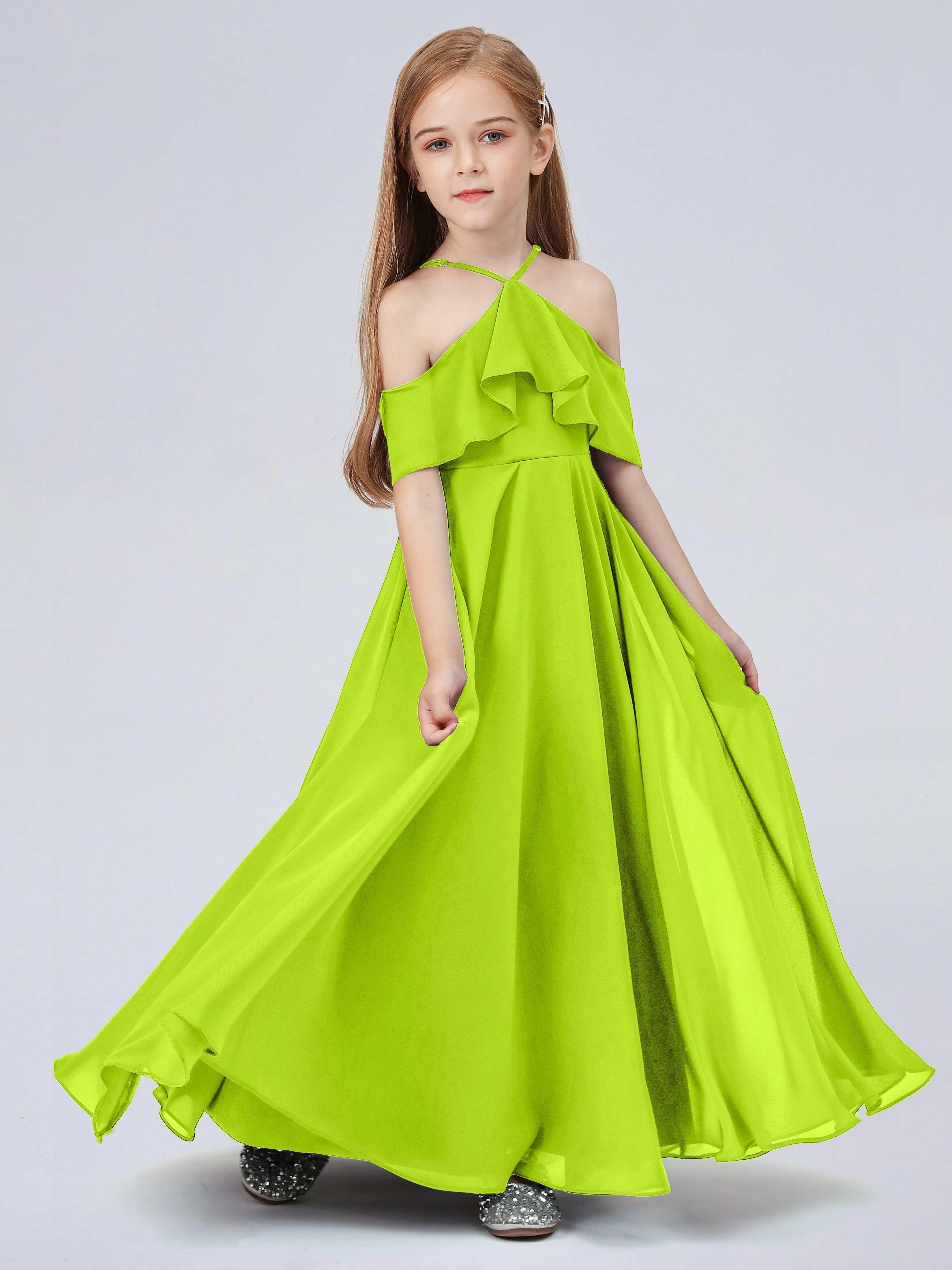 Off Shoulder Chiffon Junior Bridesmaid Dress