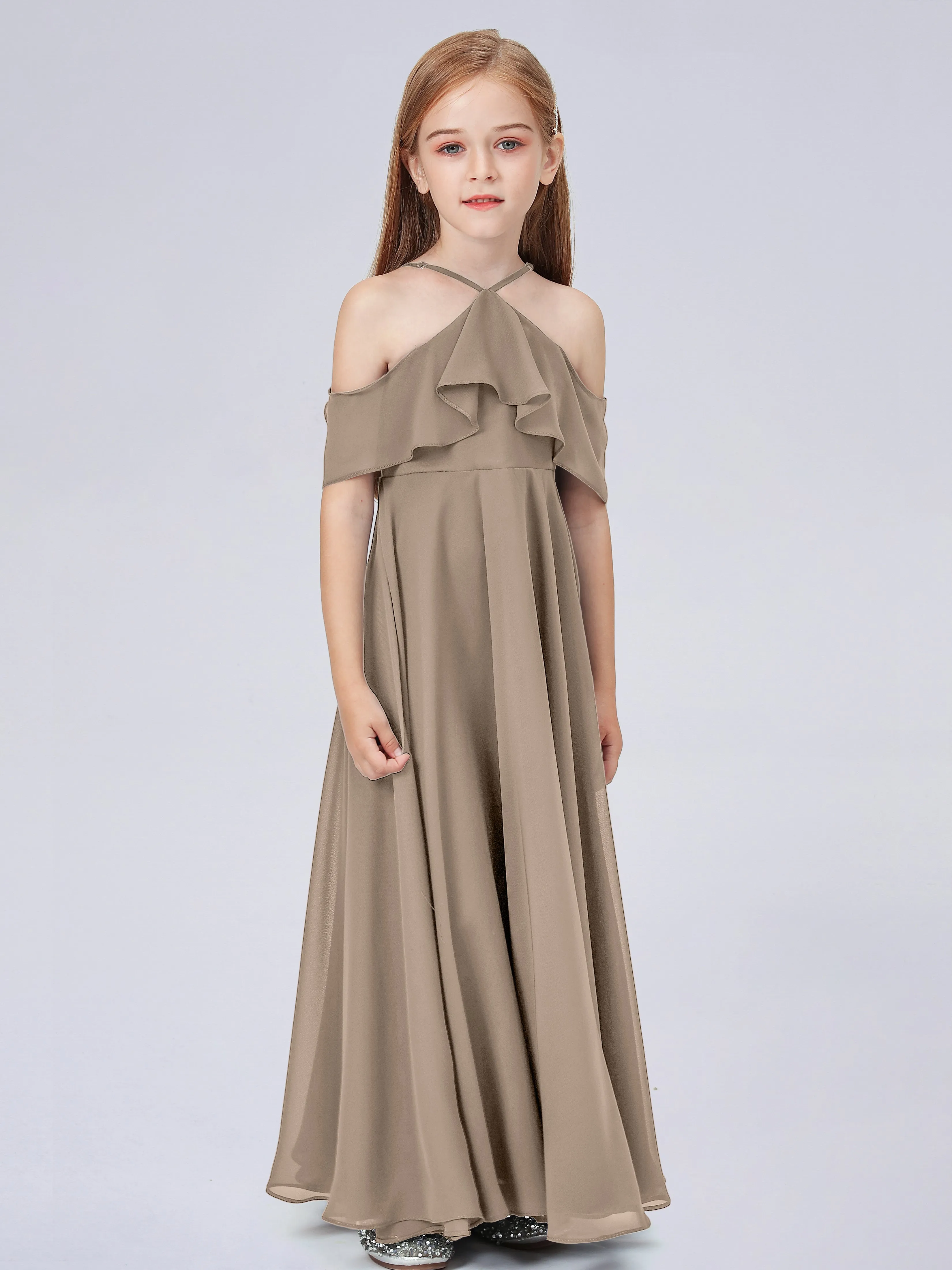 Off Shoulder Chiffon Junior Bridesmaid Dress