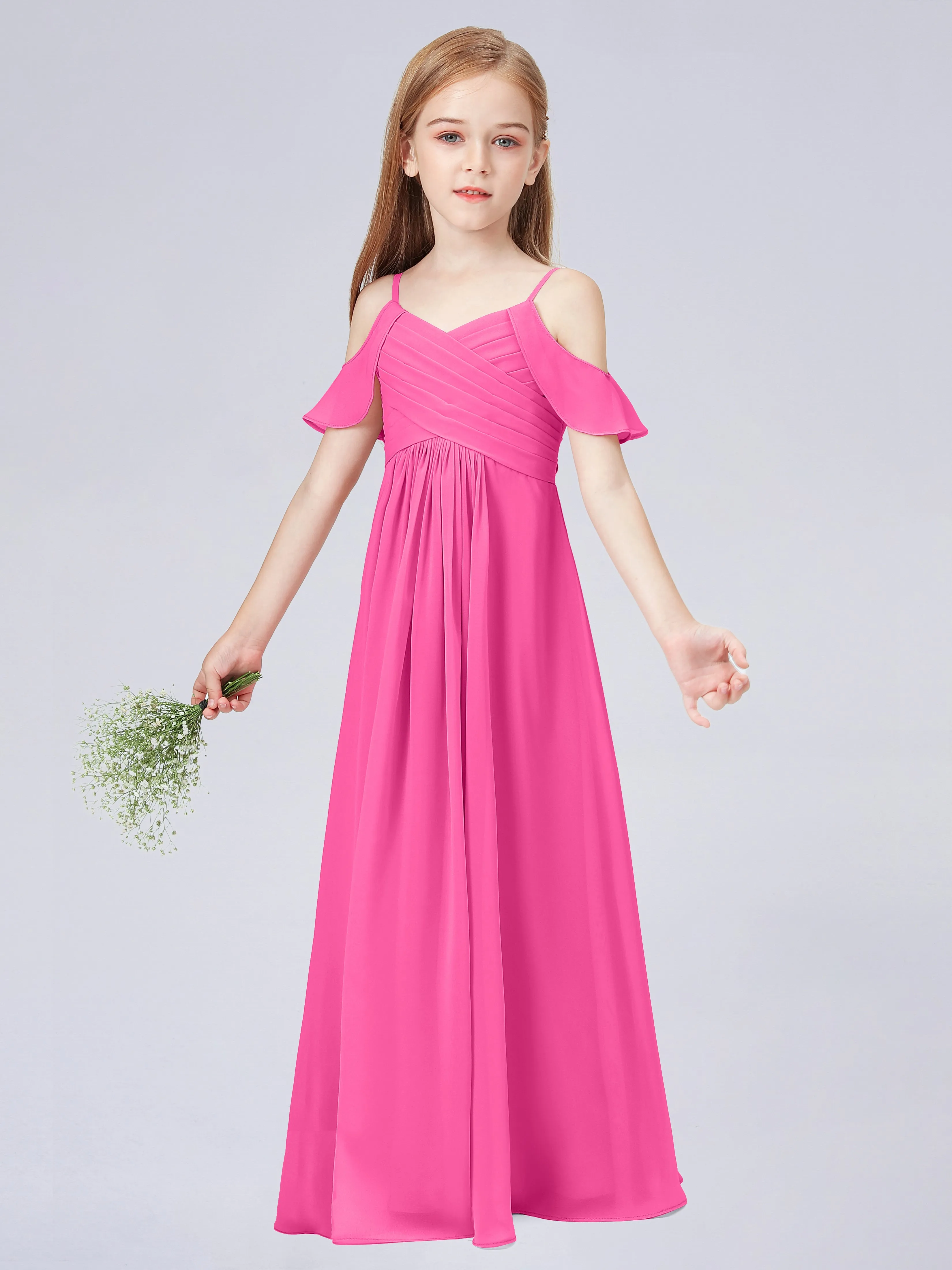 Off Shoulder Chiffon Junior Bridesmaid Dress