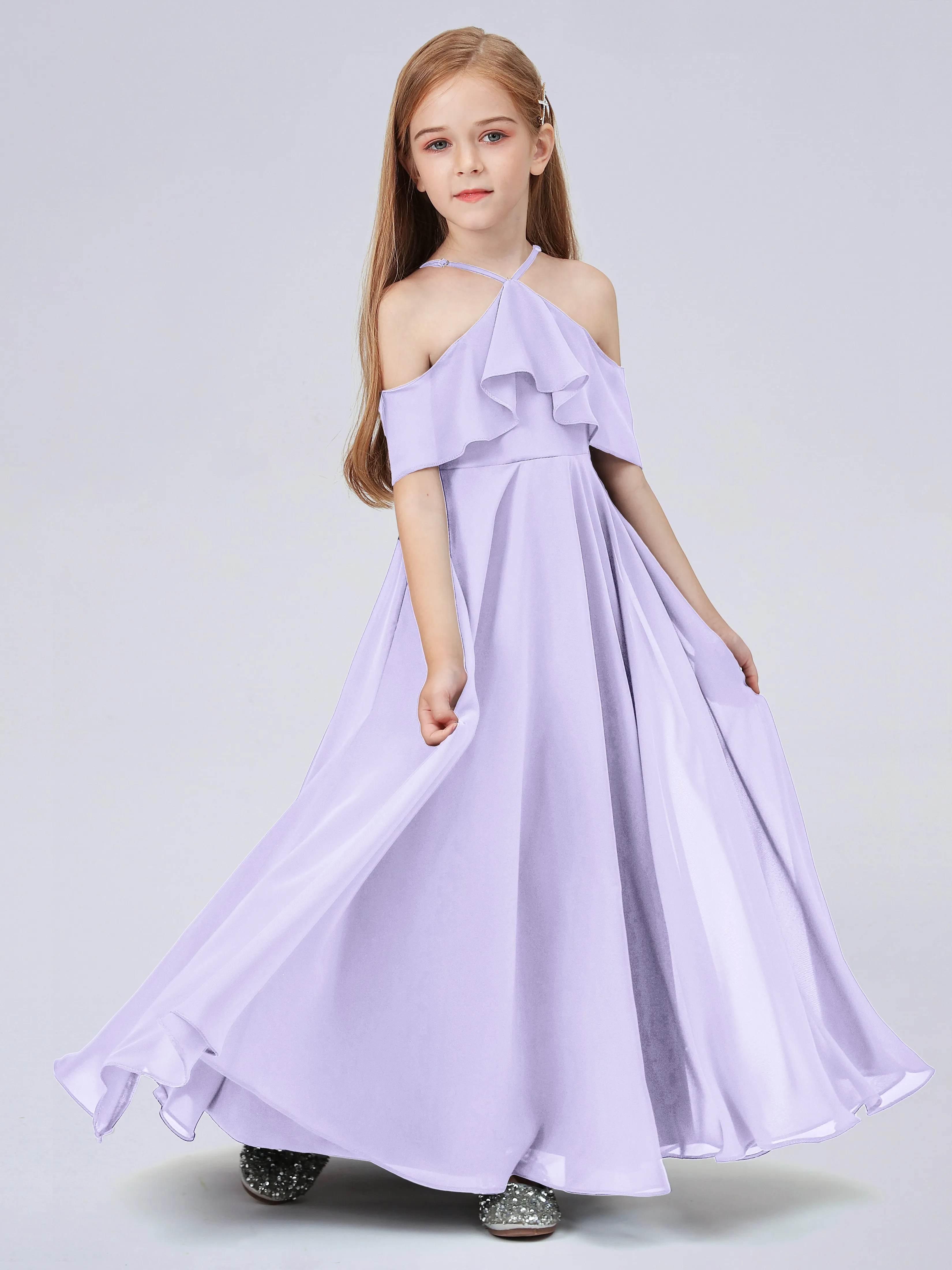 Off Shoulder Chiffon Junior Bridesmaid Dress