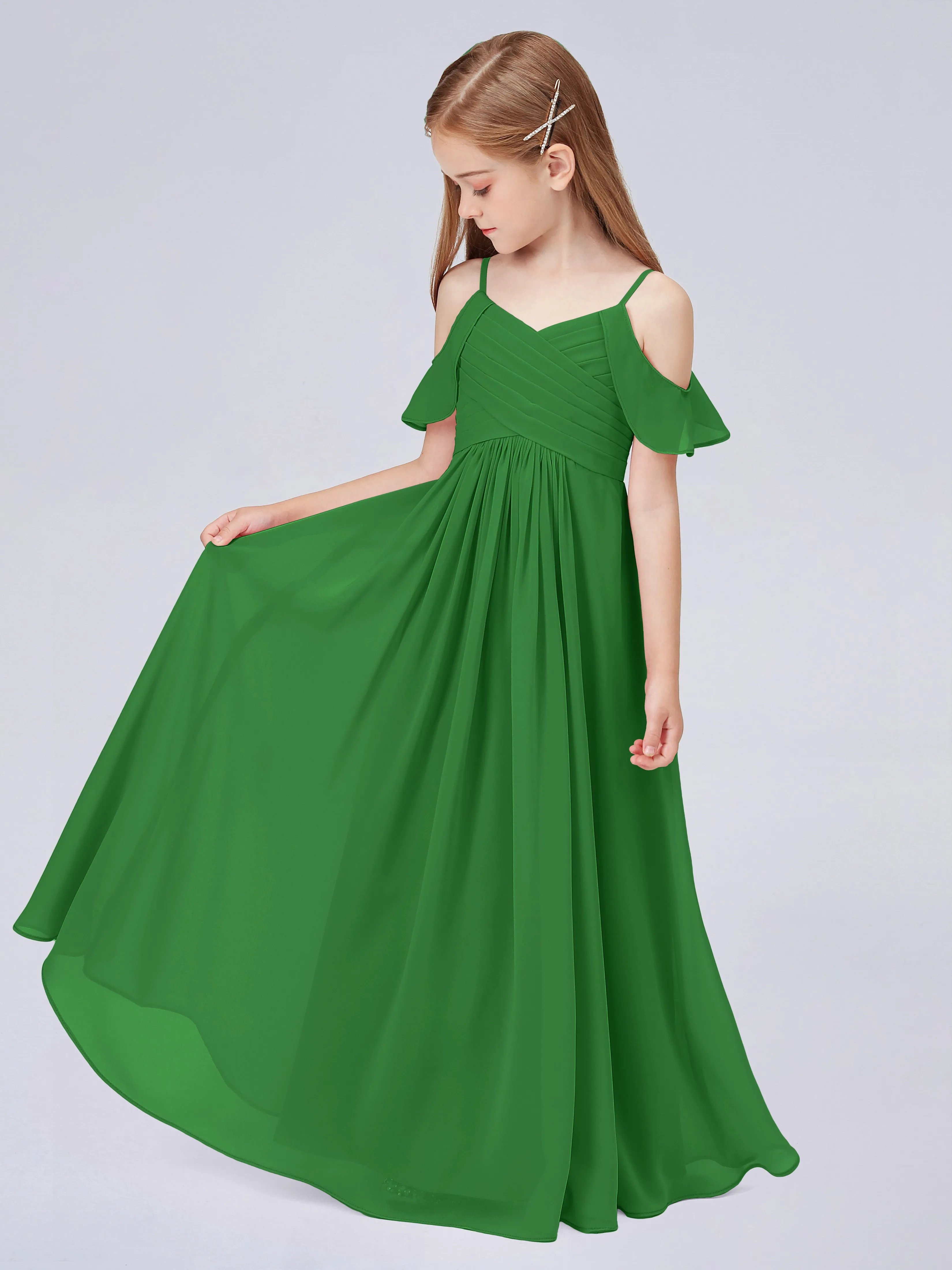 Off Shoulder Chiffon Junior Bridesmaid Dress