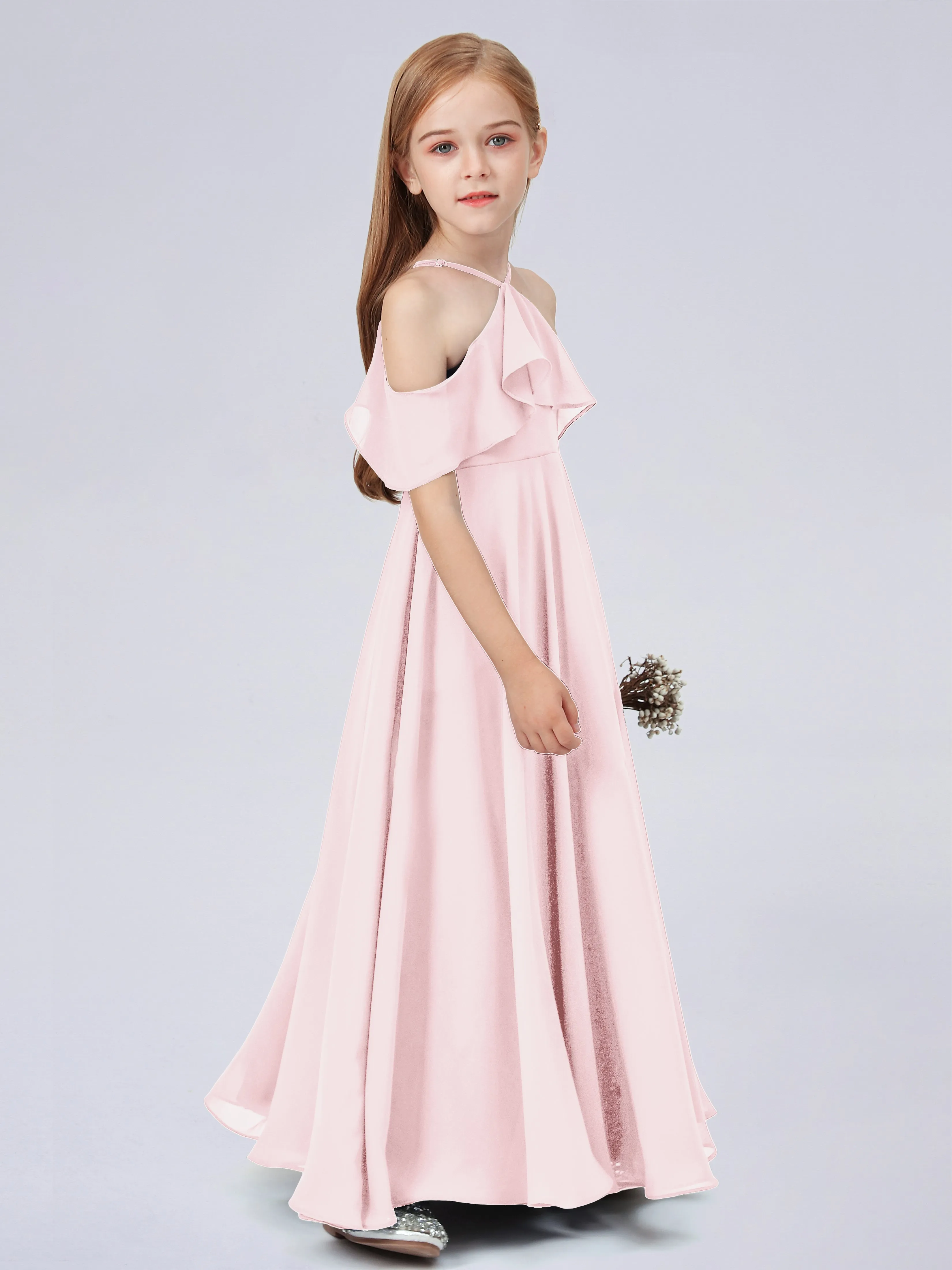 Off Shoulder Chiffon Junior Bridesmaid Dress