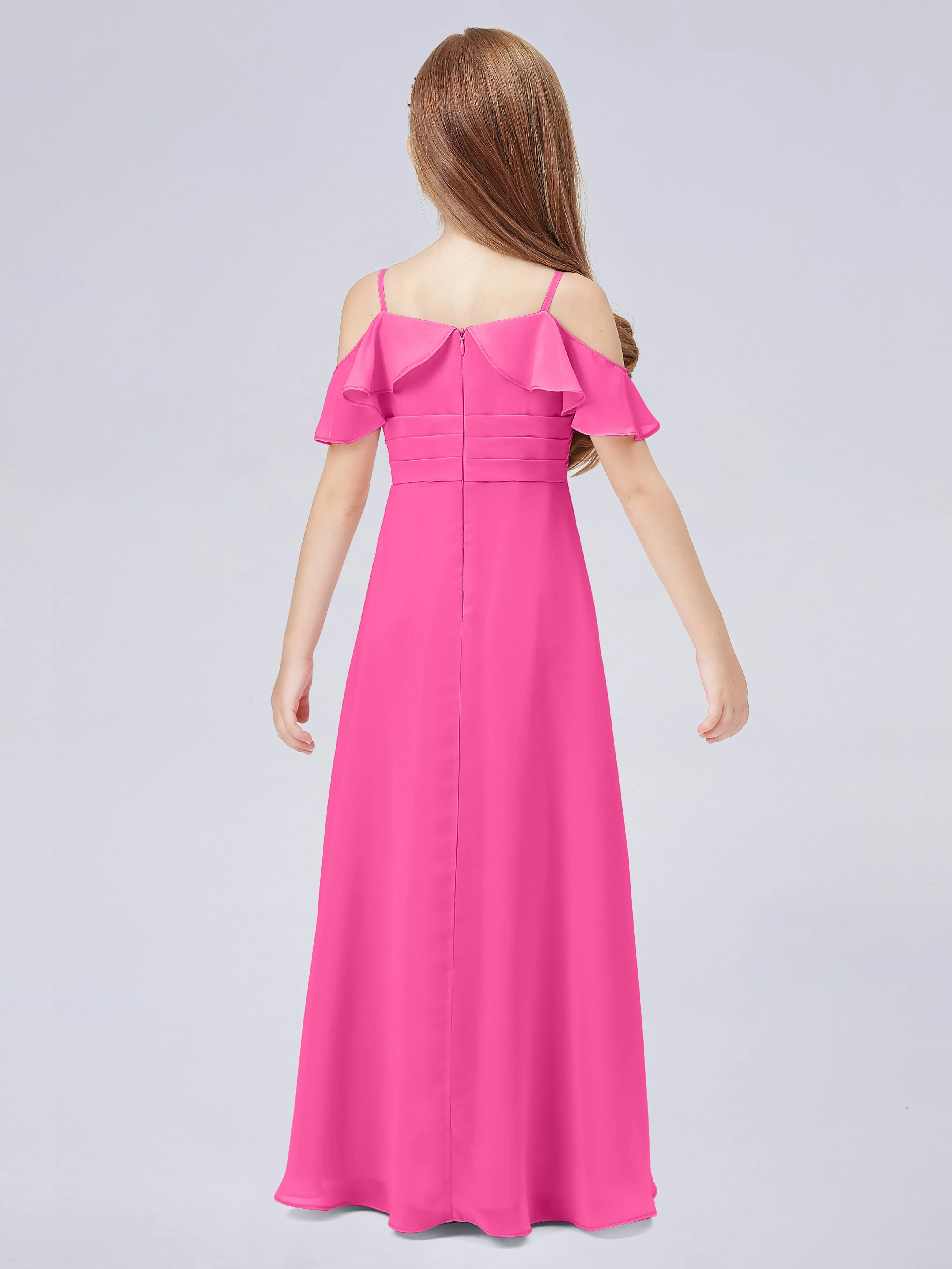 Off Shoulder Chiffon Junior Bridesmaid Dress