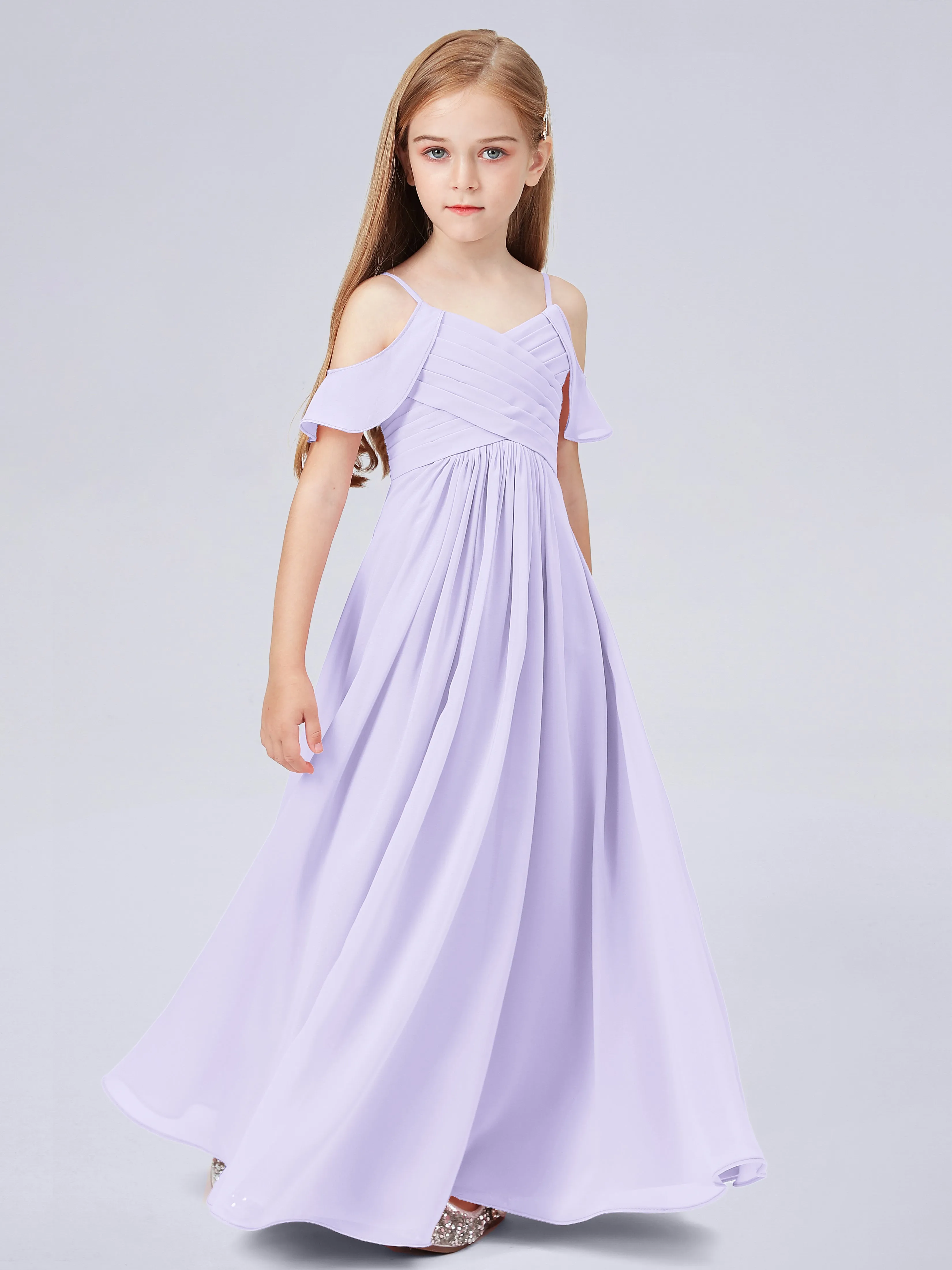 Off Shoulder Chiffon Junior Bridesmaid Dress