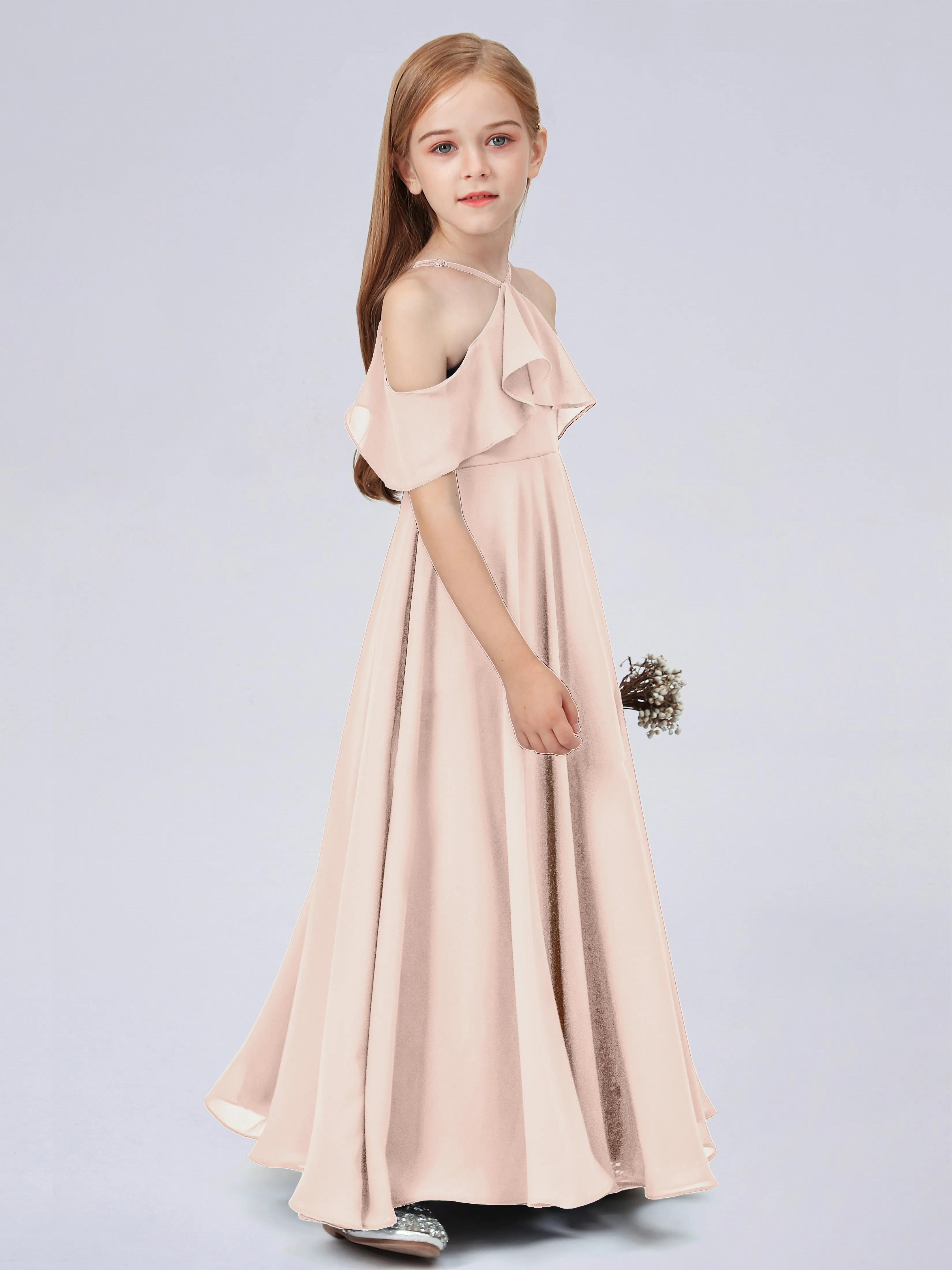 Off Shoulder Chiffon Junior Bridesmaid Dress