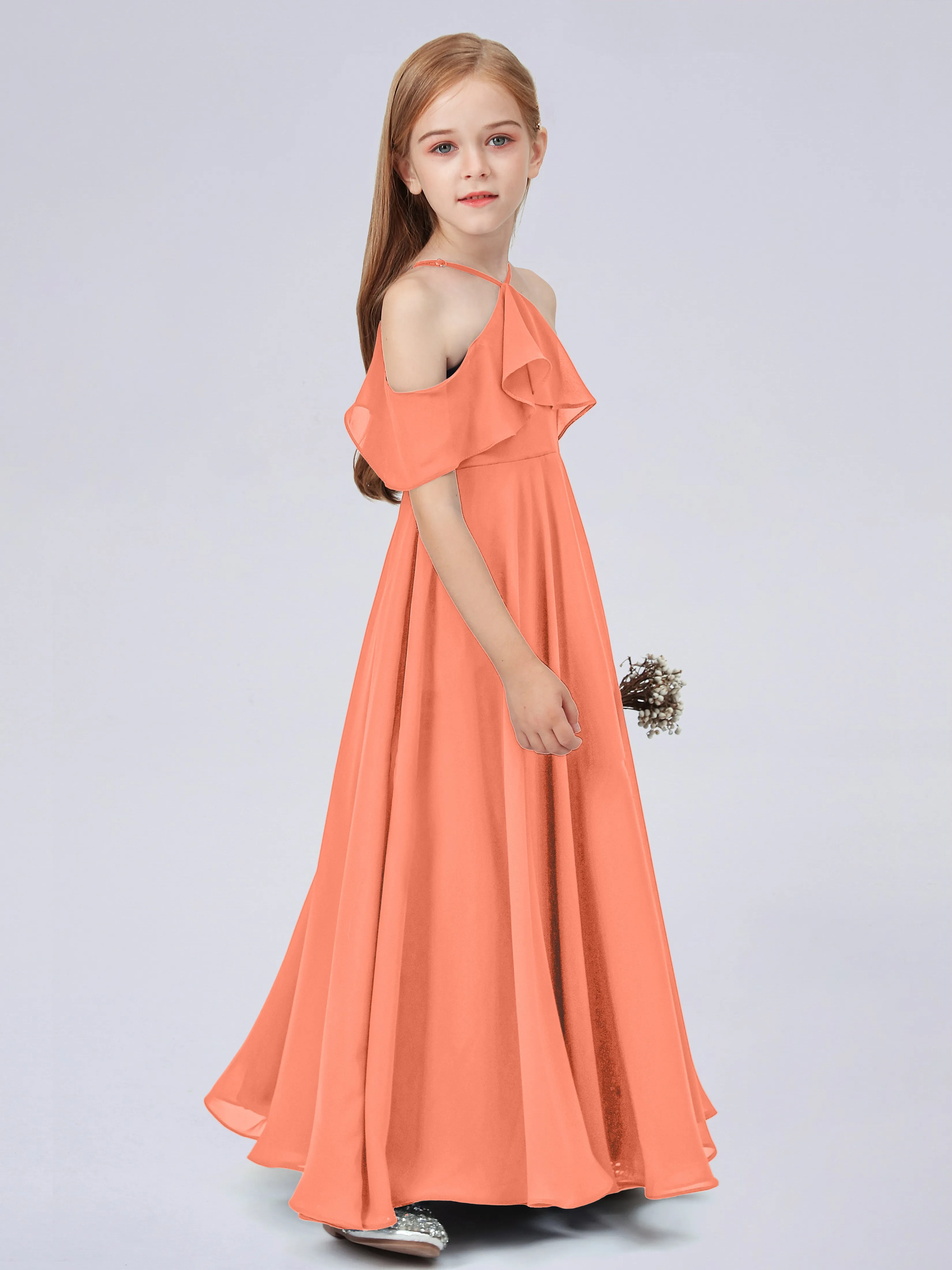 Off Shoulder Chiffon Junior Bridesmaid Dress