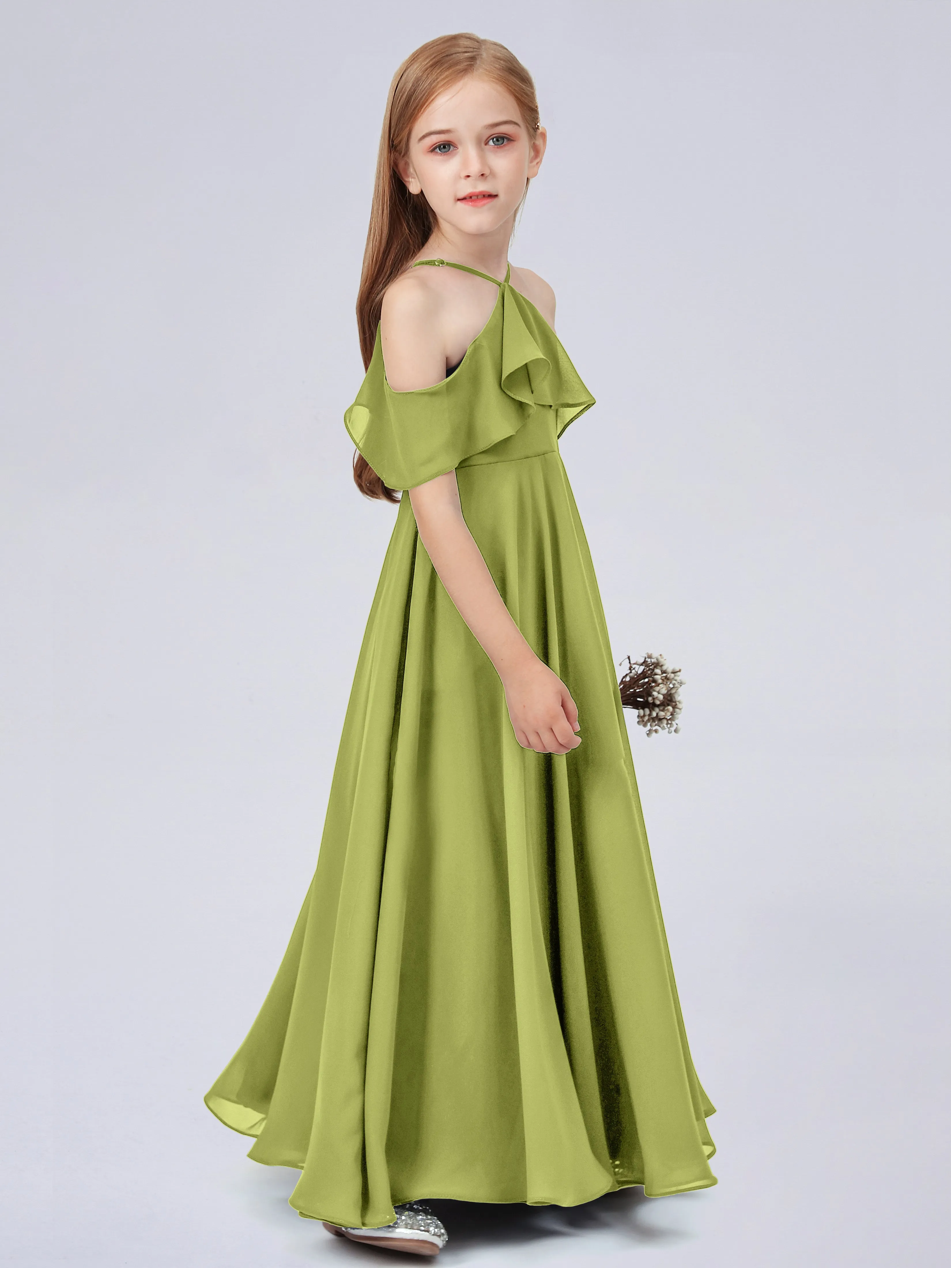 Off Shoulder Chiffon Junior Bridesmaid Dress