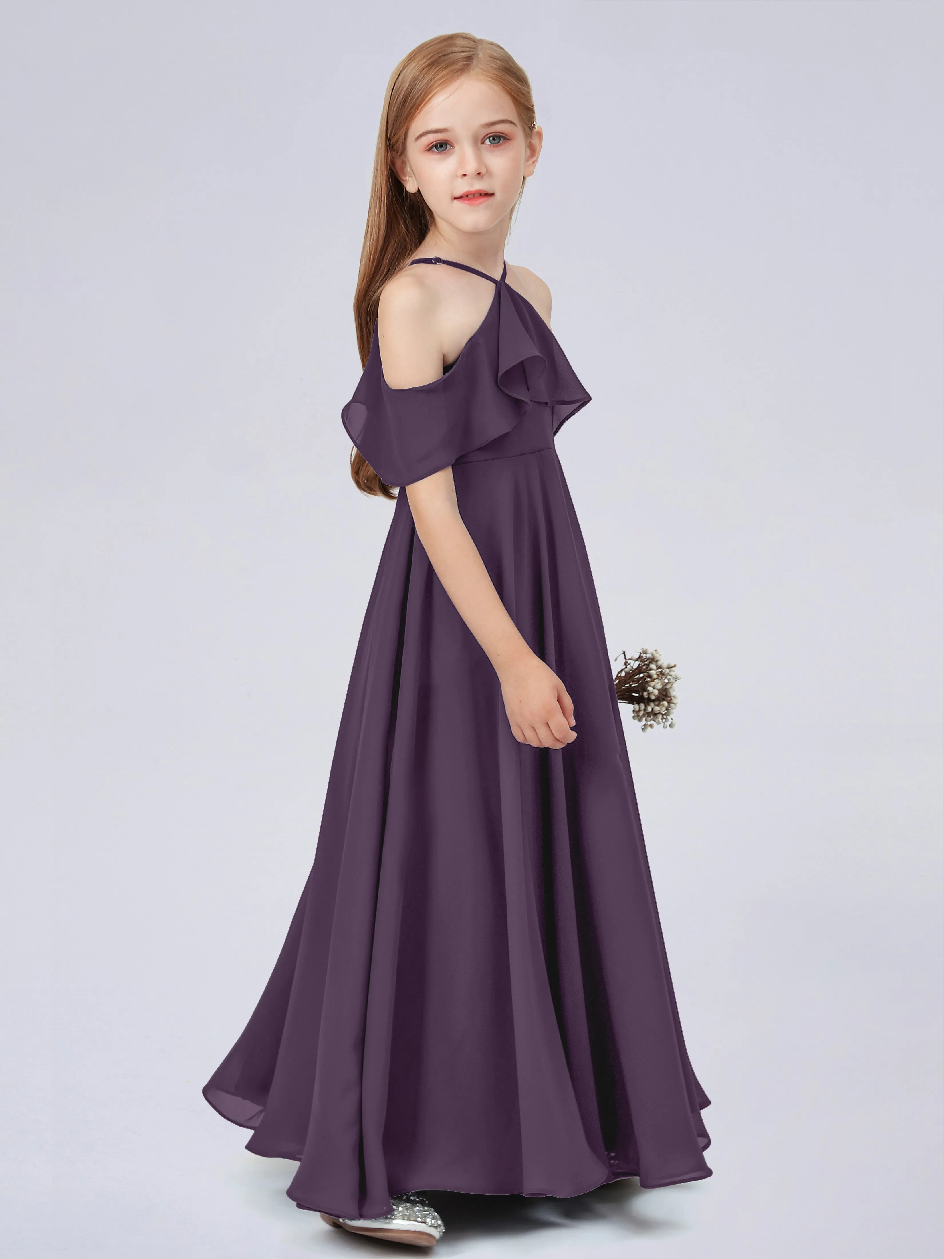 Off Shoulder Chiffon Junior Bridesmaid Dress