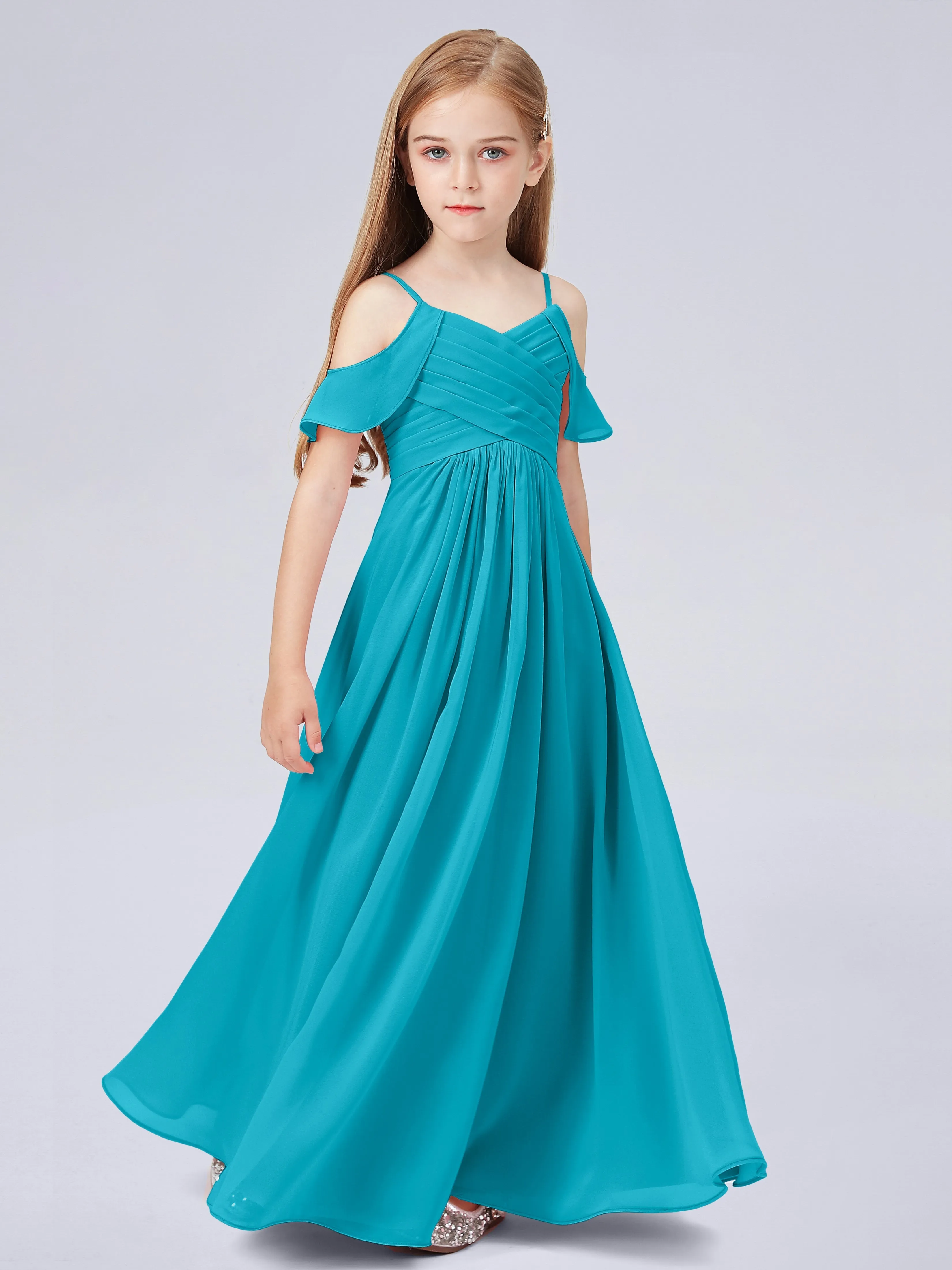 Off Shoulder Chiffon Junior Bridesmaid Dress