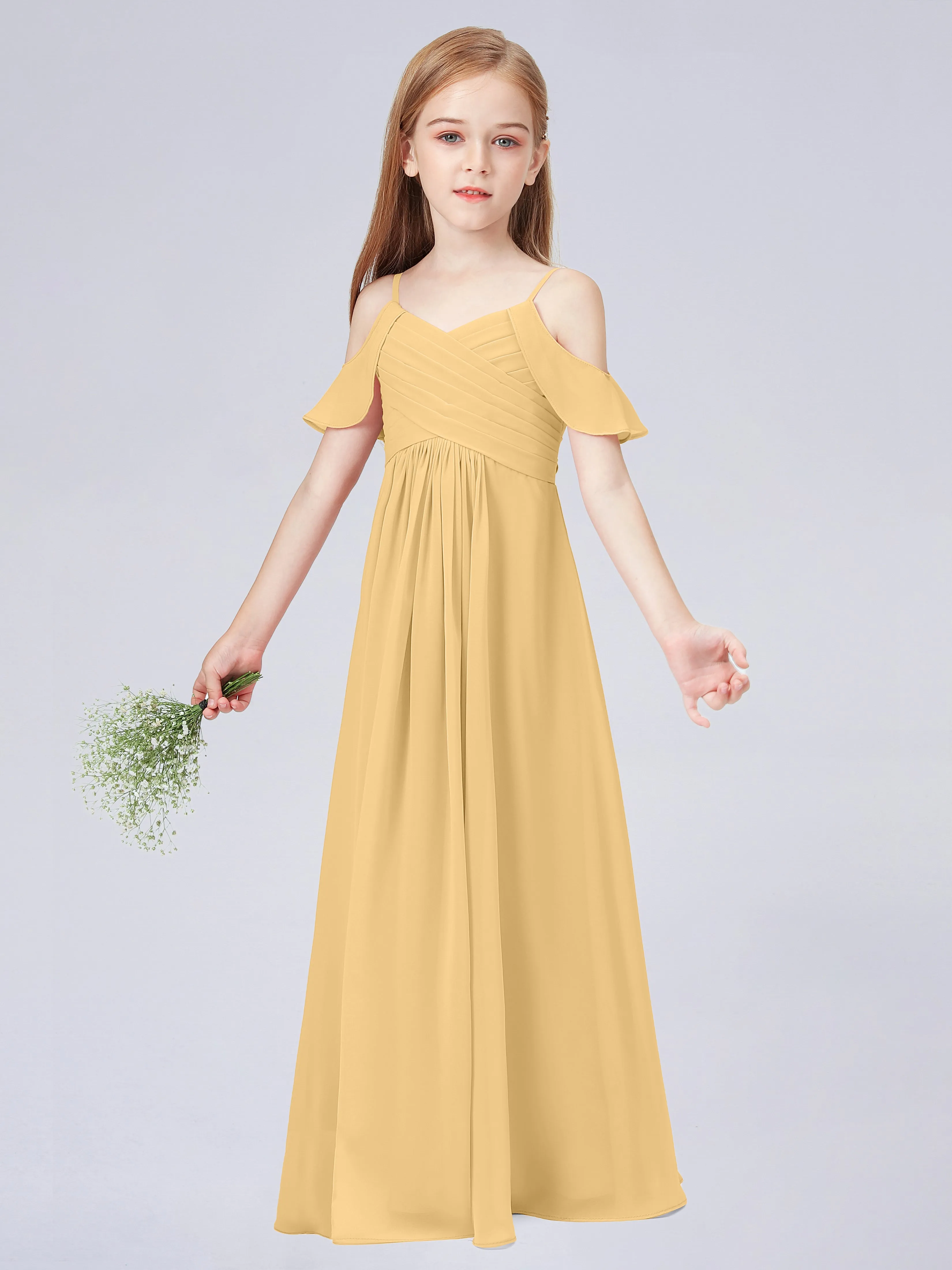 Off Shoulder Chiffon Junior Bridesmaid Dress