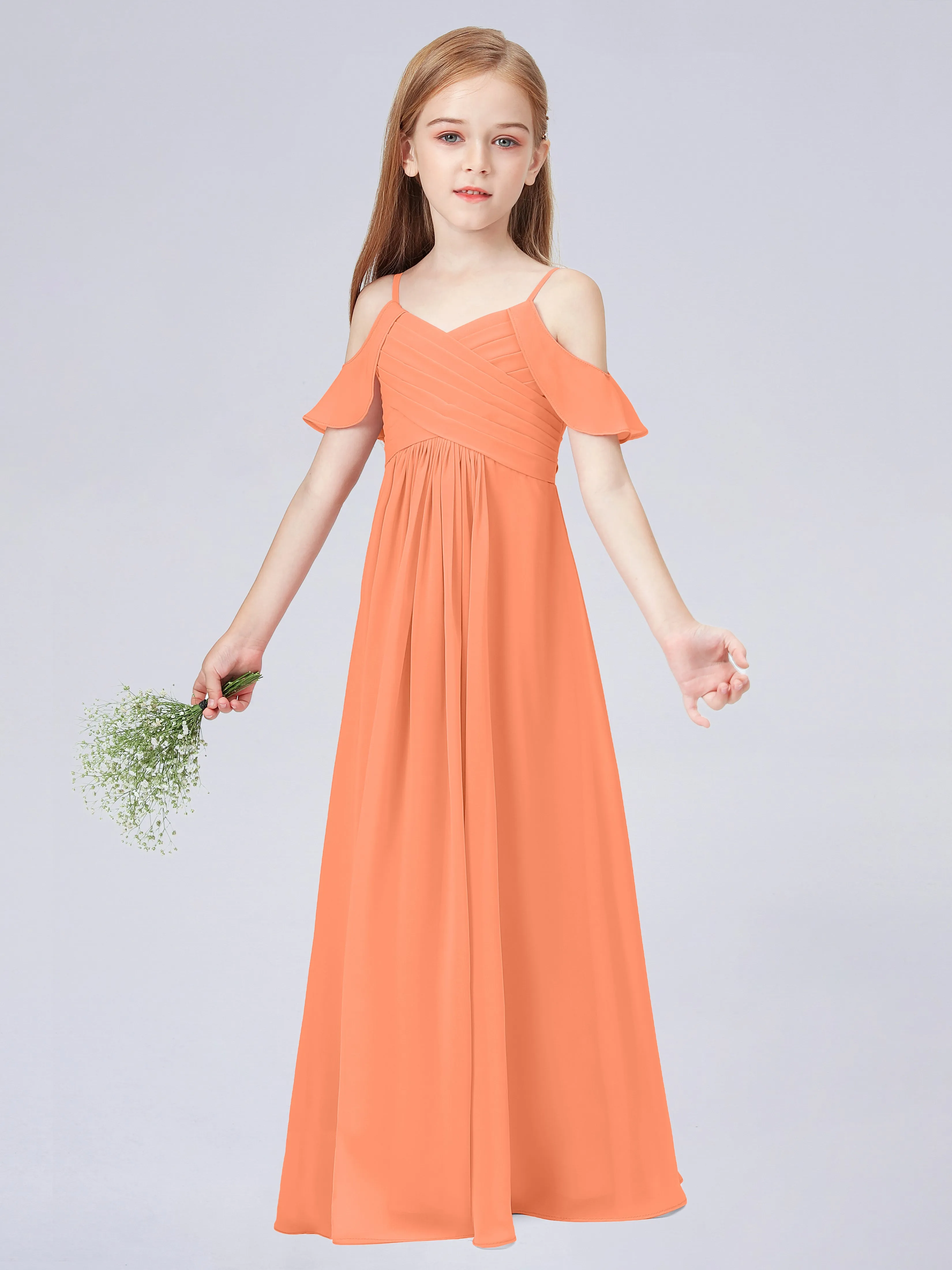 Off Shoulder Chiffon Junior Bridesmaid Dress