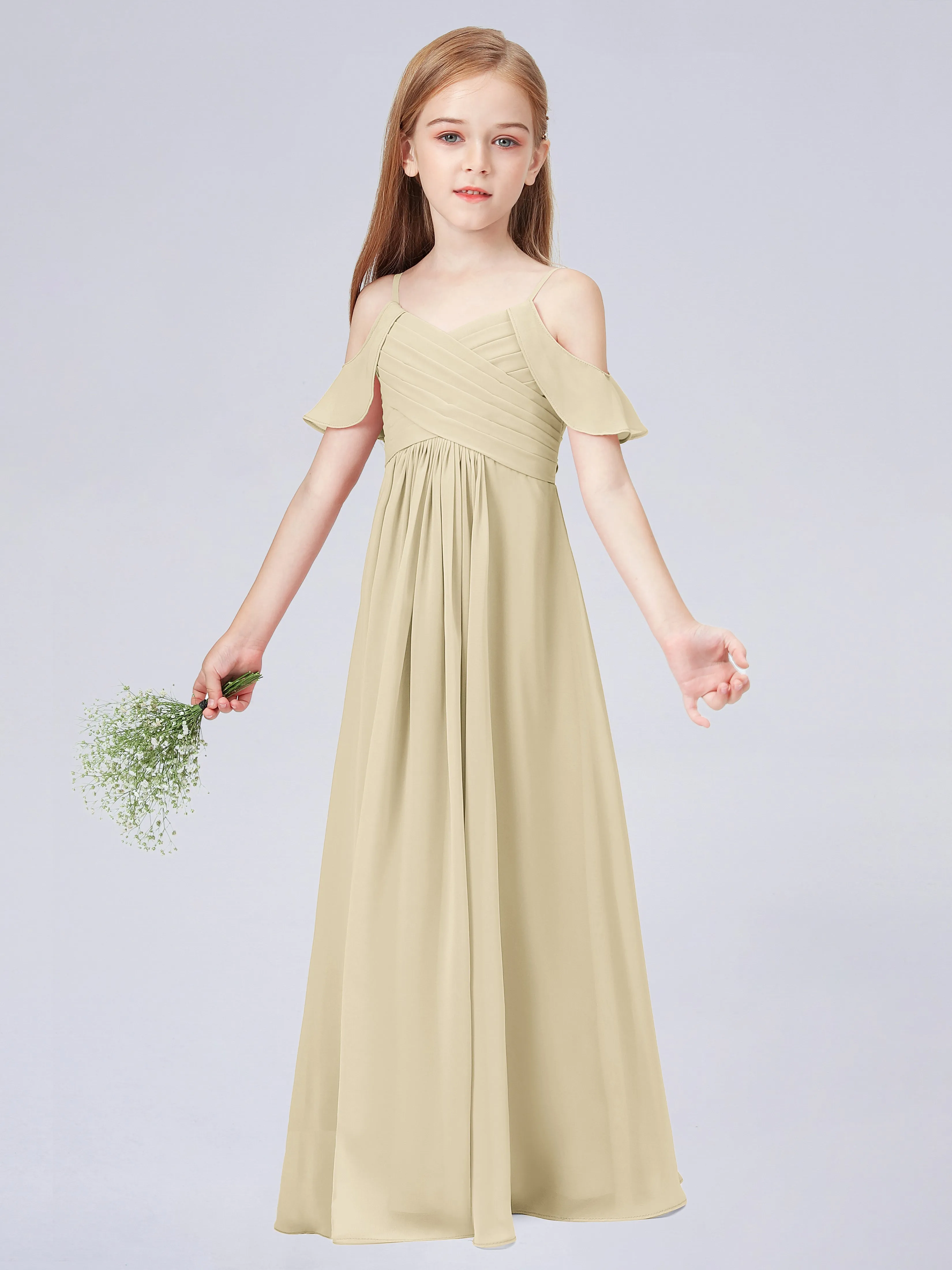 Off Shoulder Chiffon Junior Bridesmaid Dress