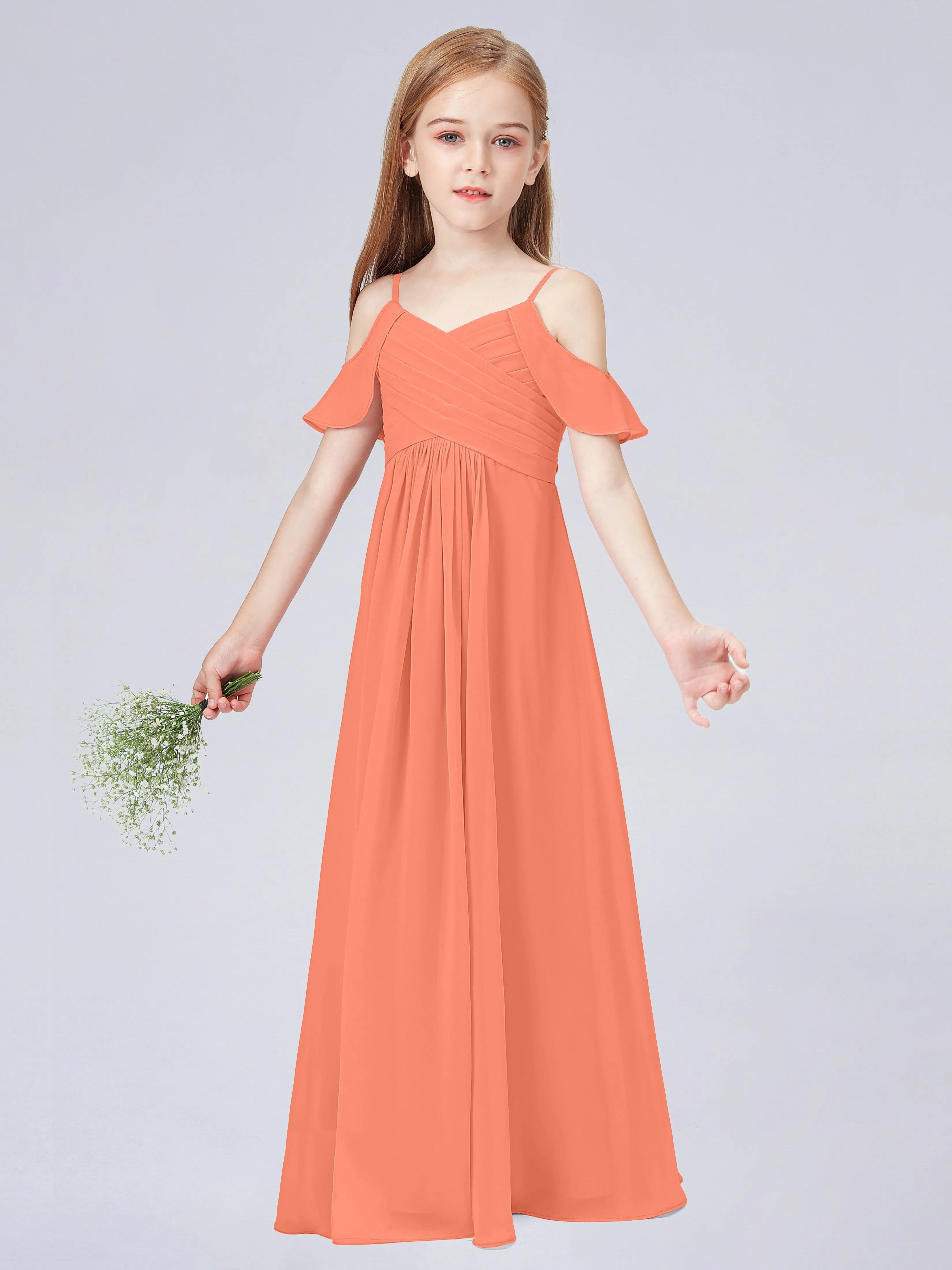 Off Shoulder Chiffon Junior Bridesmaid Dress