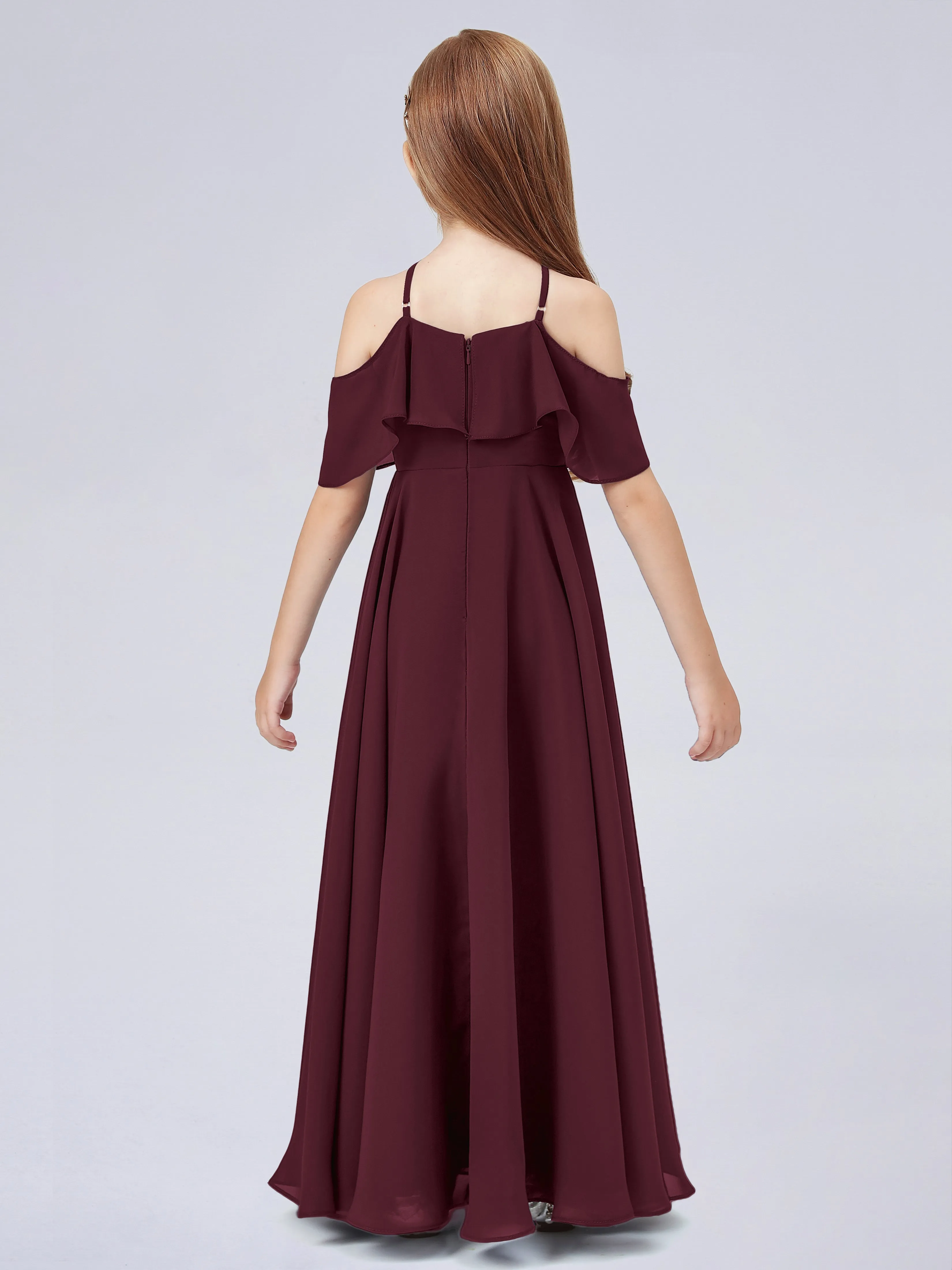 Off Shoulder Chiffon Junior Bridesmaid Dress