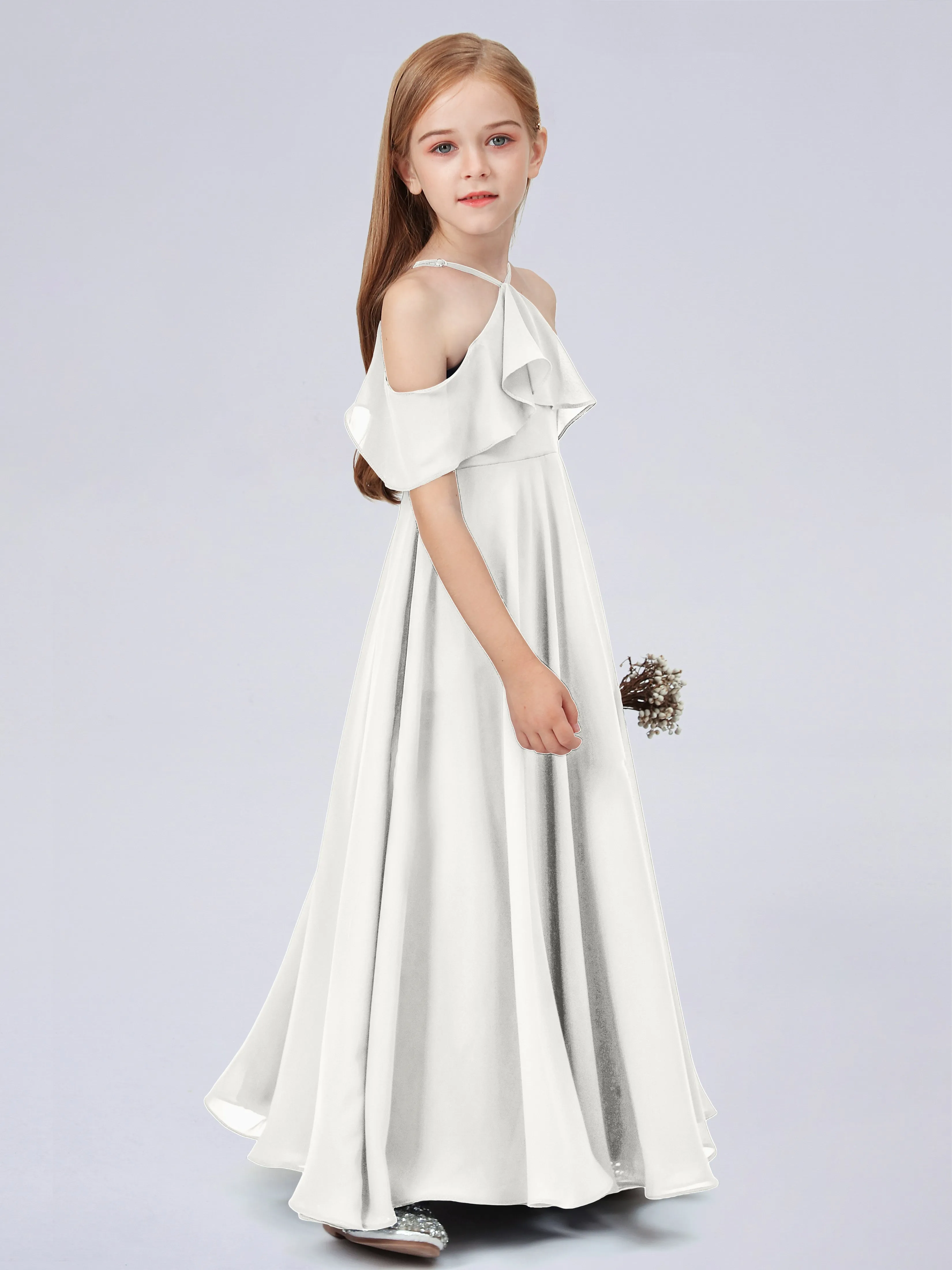 Off Shoulder Chiffon Junior Bridesmaid Dress