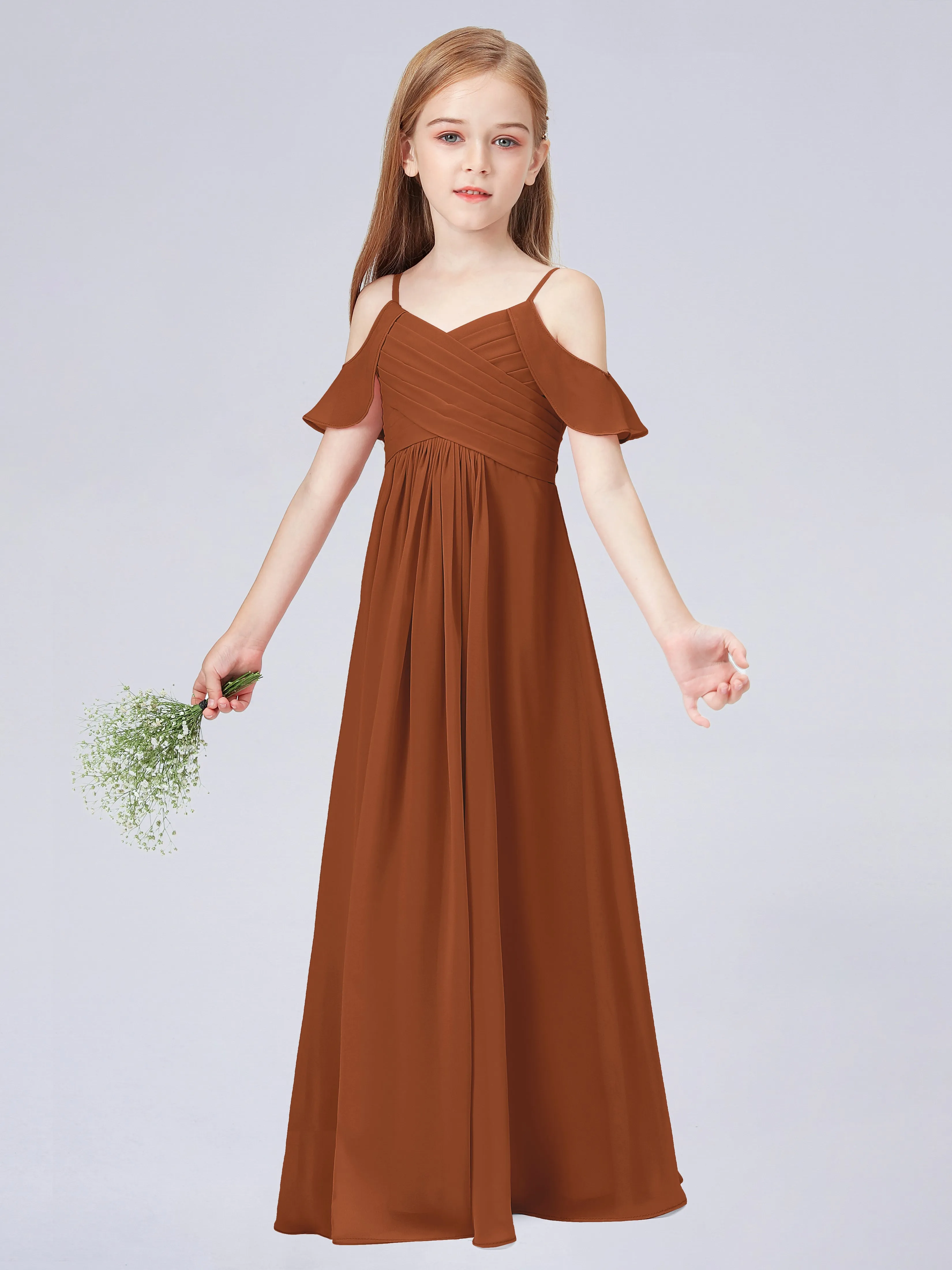 Off Shoulder Chiffon Junior Bridesmaid Dress