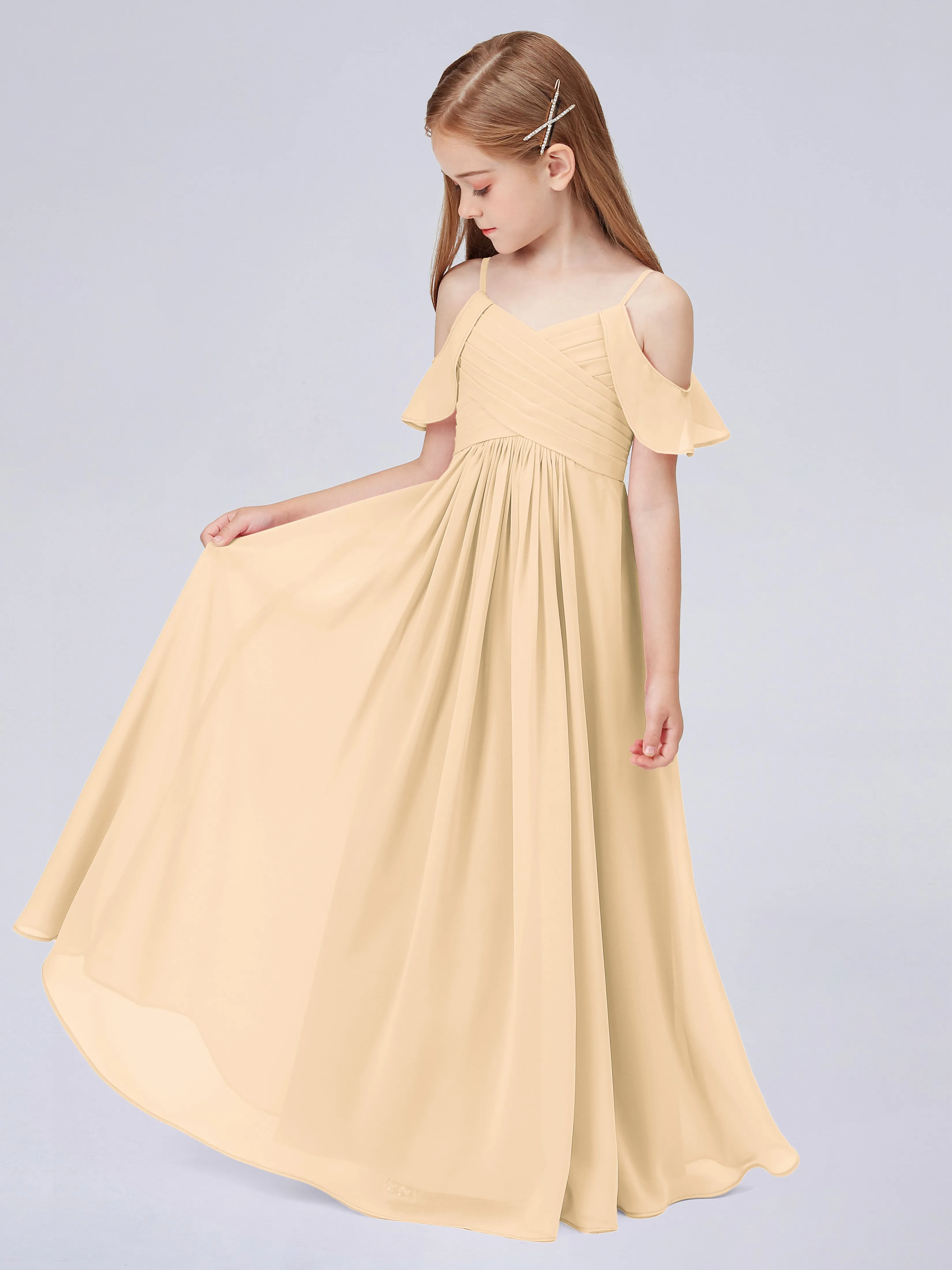 Off Shoulder Chiffon Junior Bridesmaid Dress