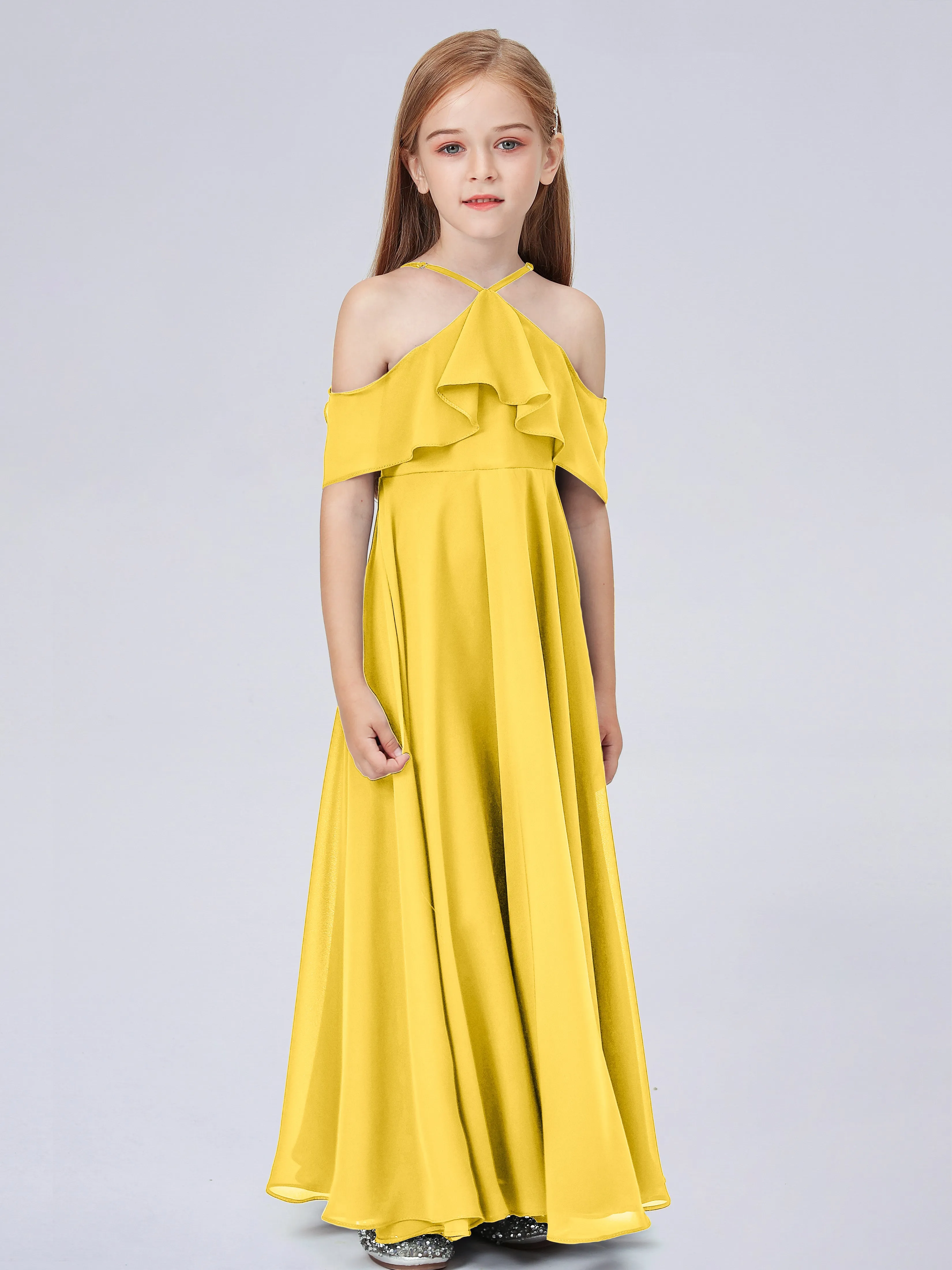 Off Shoulder Chiffon Junior Bridesmaid Dress