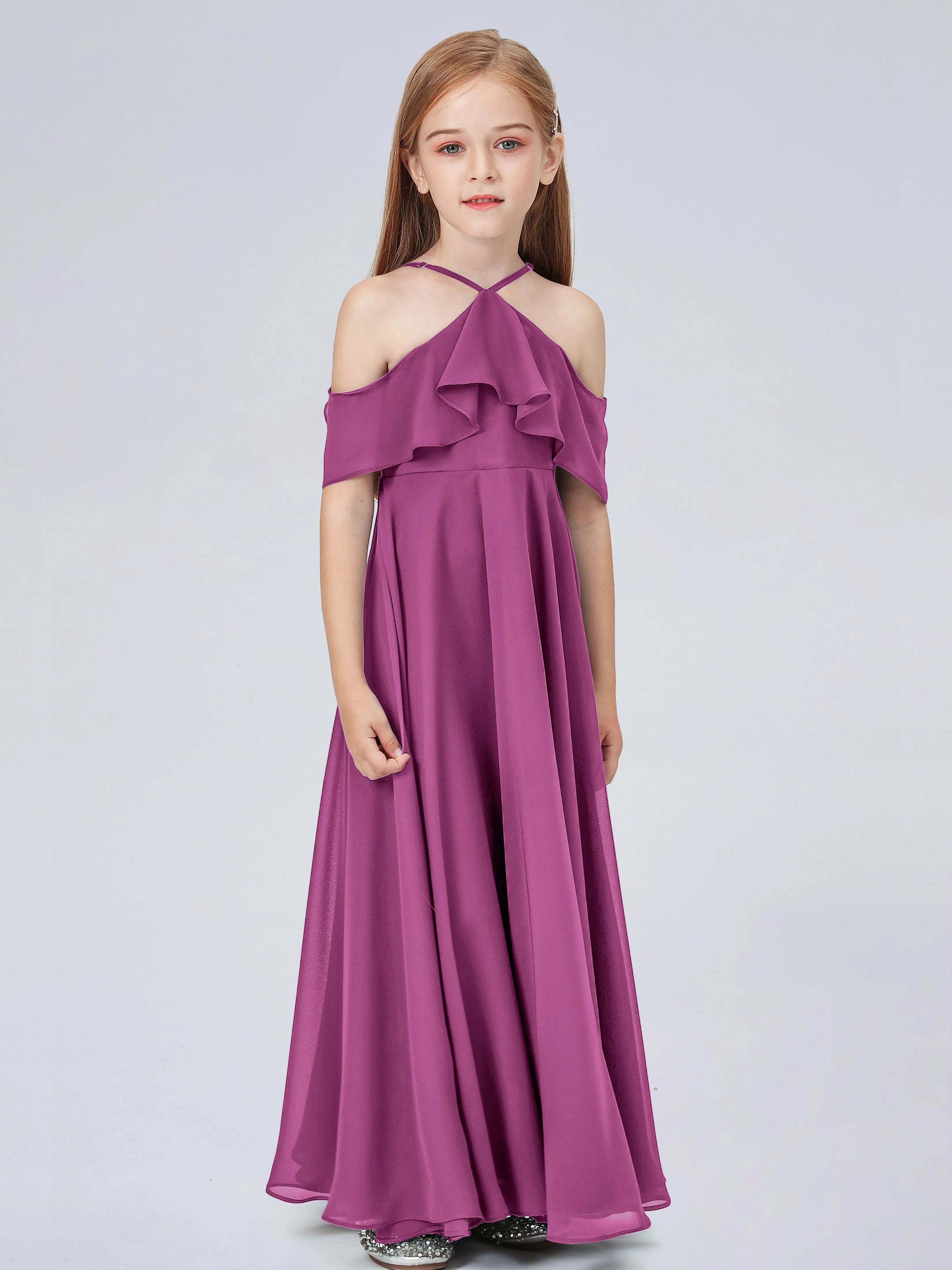 Off Shoulder Chiffon Junior Bridesmaid Dress