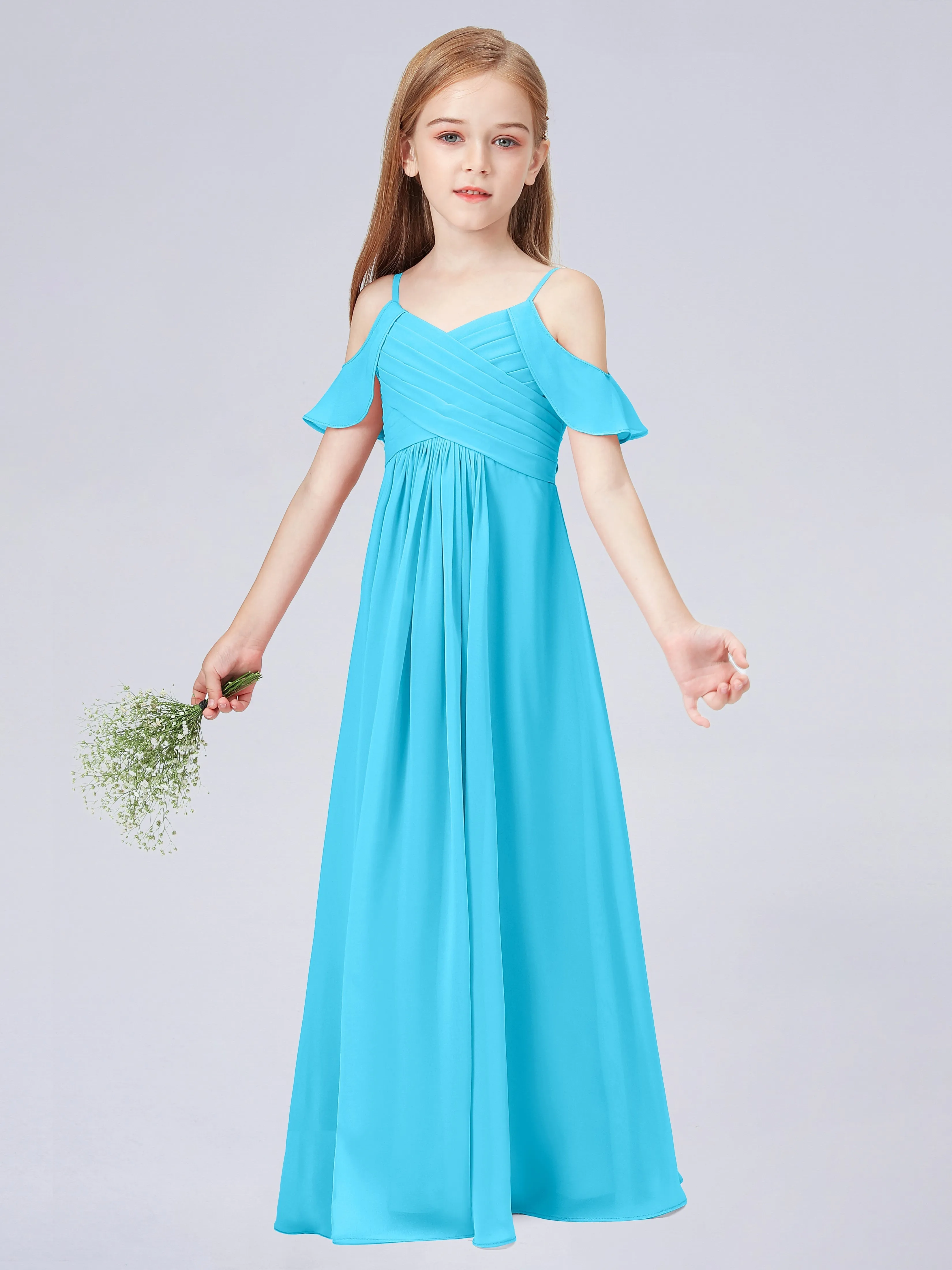 Off Shoulder Chiffon Junior Bridesmaid Dress