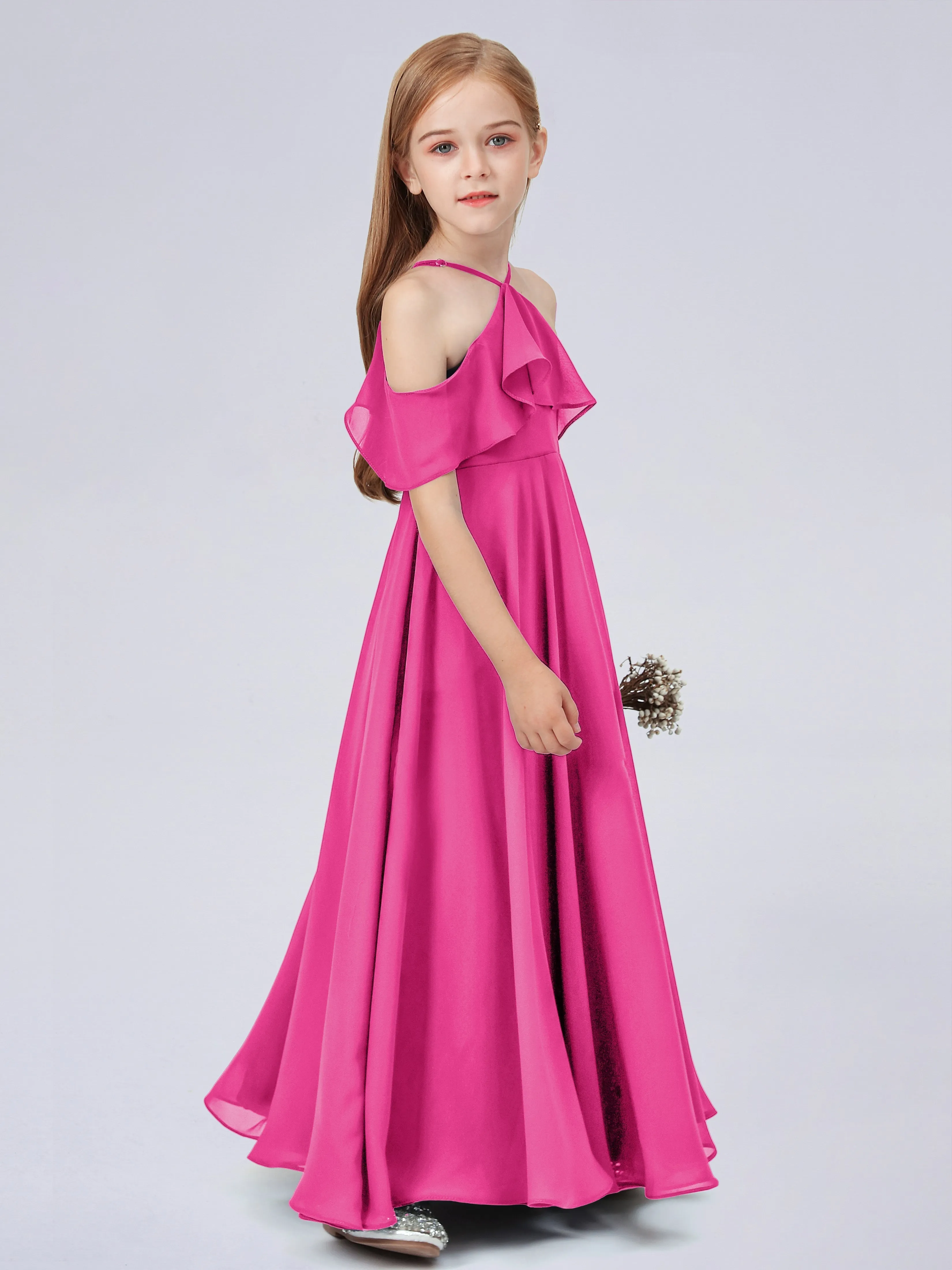 Off Shoulder Chiffon Junior Bridesmaid Dress