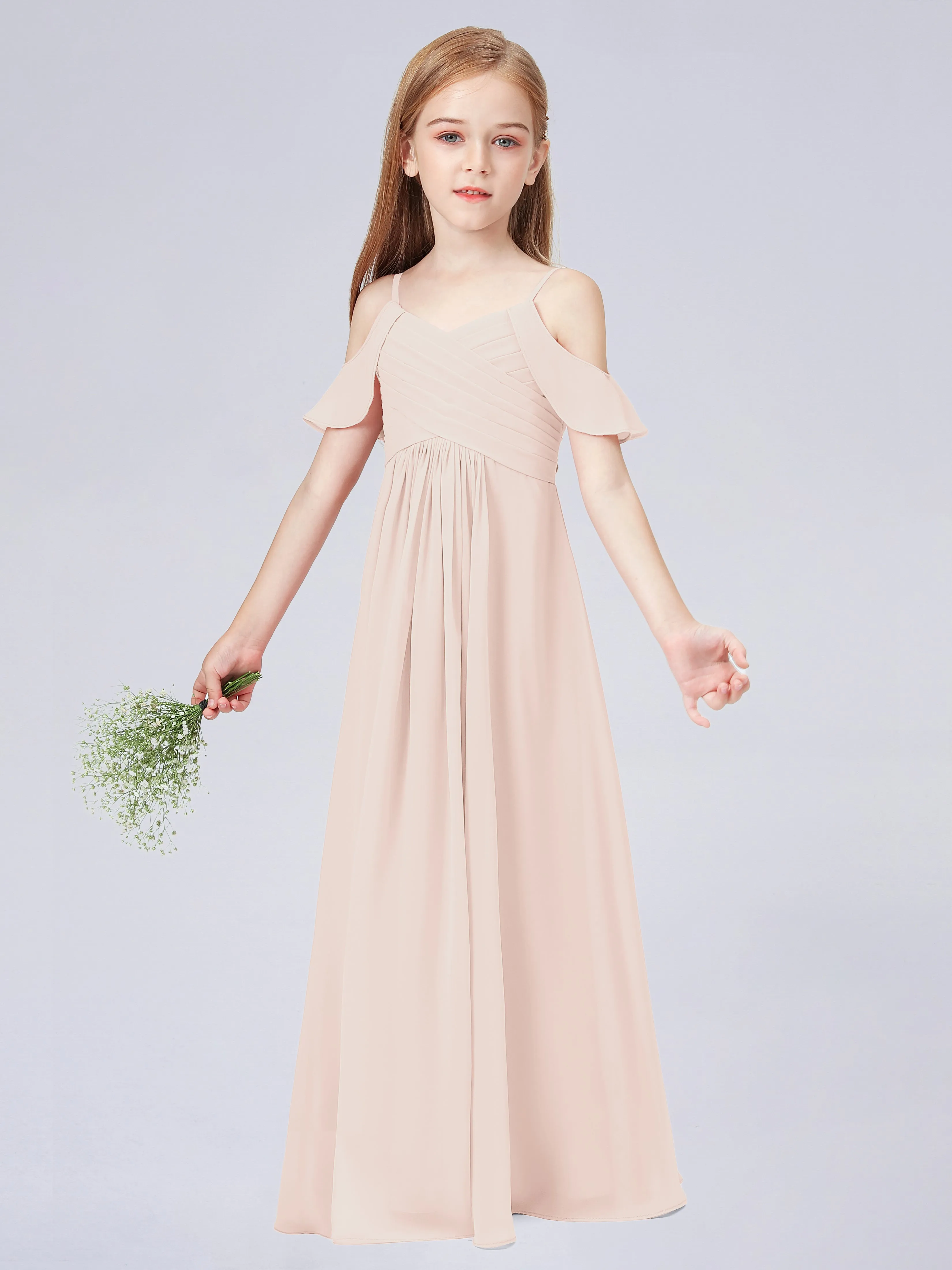 Off Shoulder Chiffon Junior Bridesmaid Dress