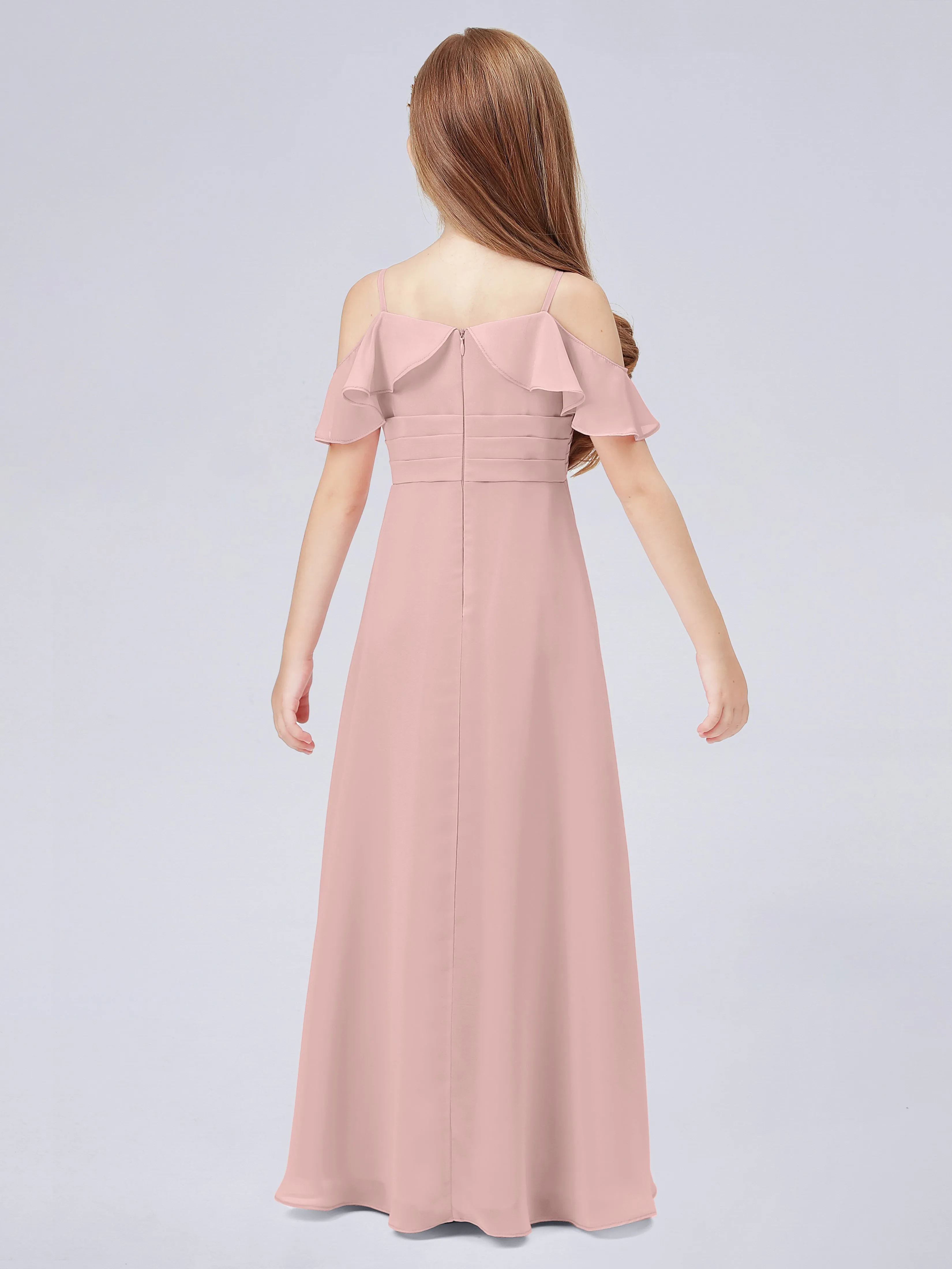 Off Shoulder Chiffon Junior Bridesmaid Dress