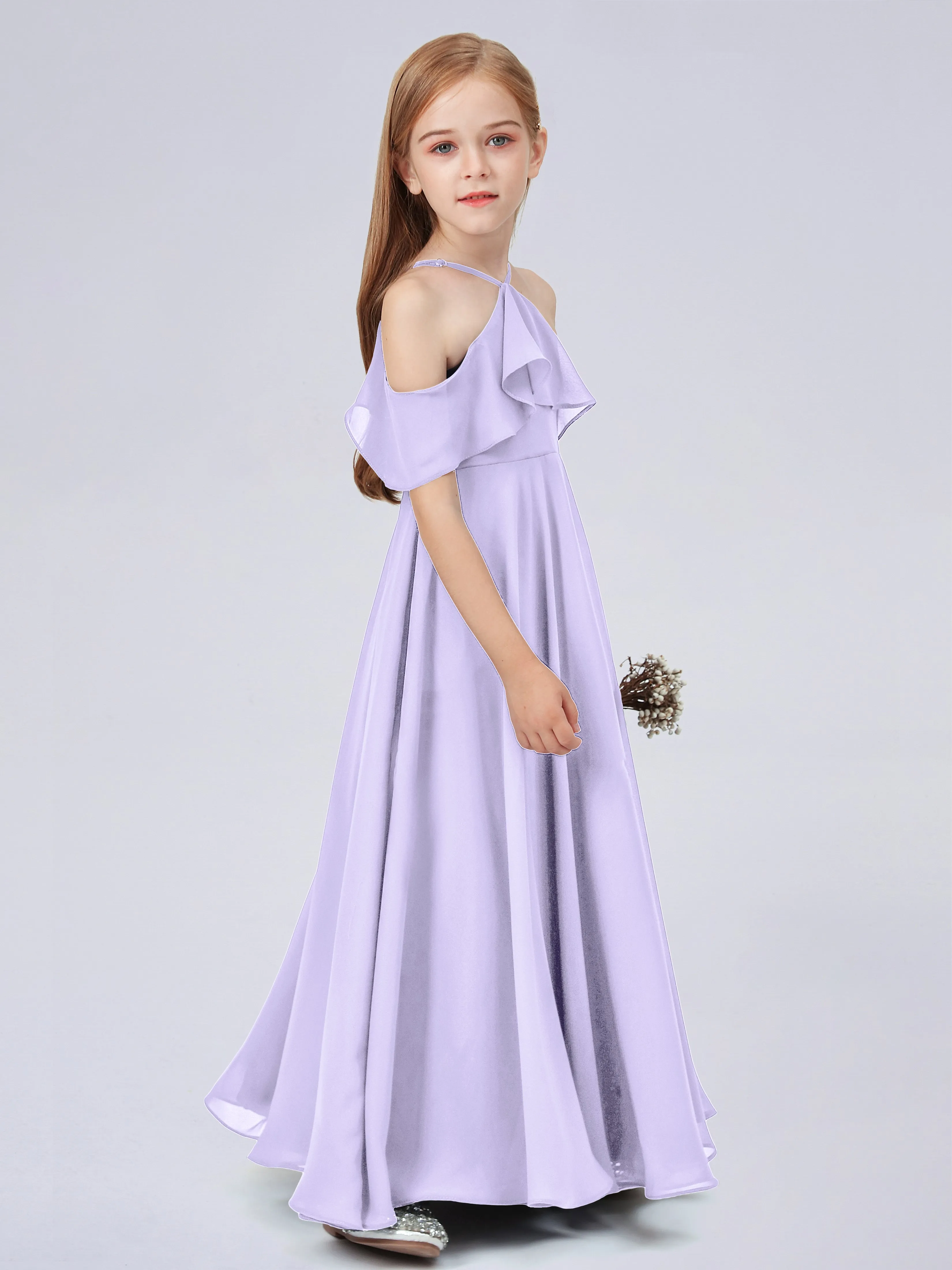 Off Shoulder Chiffon Junior Bridesmaid Dress