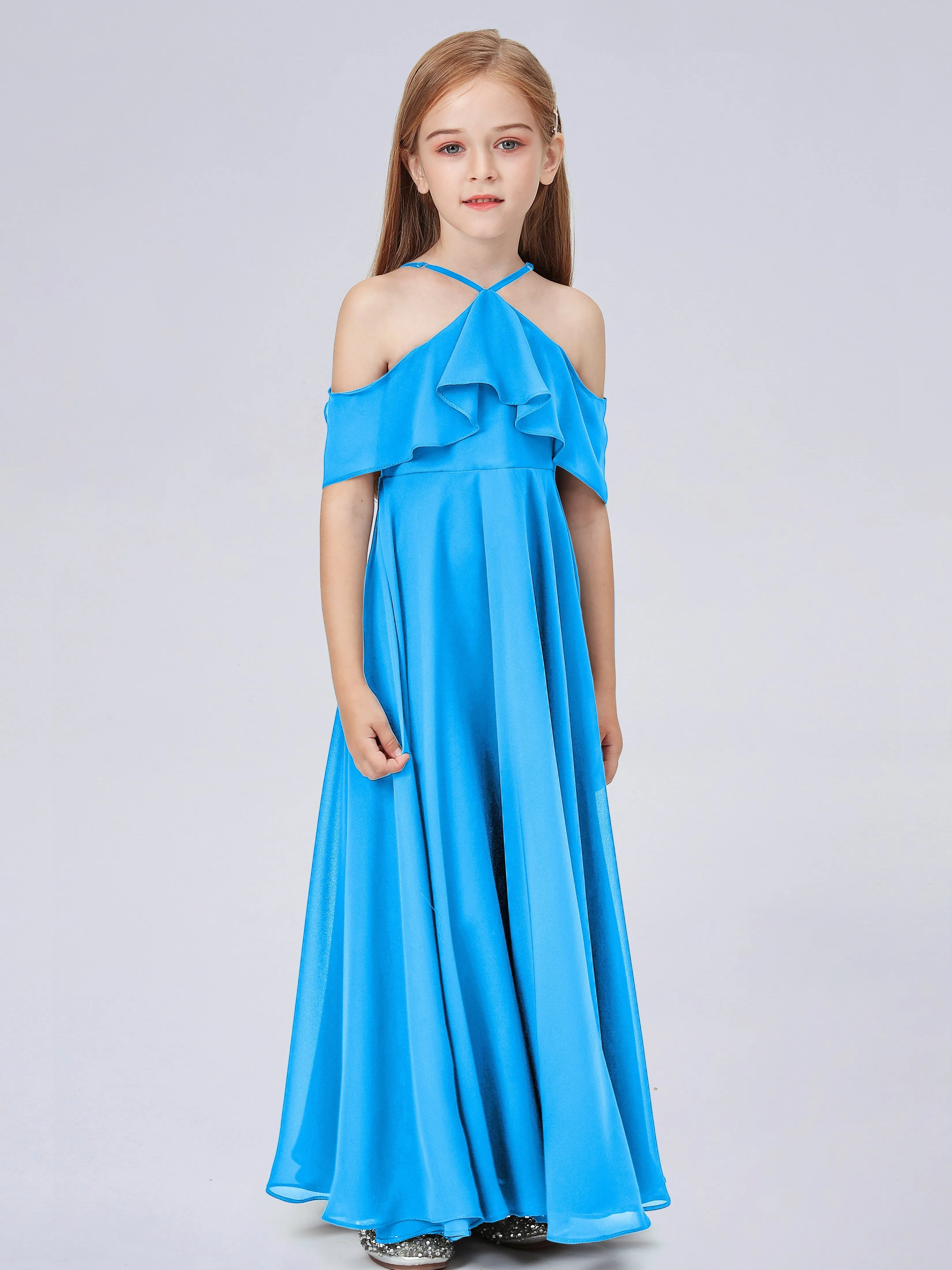 Off Shoulder Chiffon Junior Bridesmaid Dress