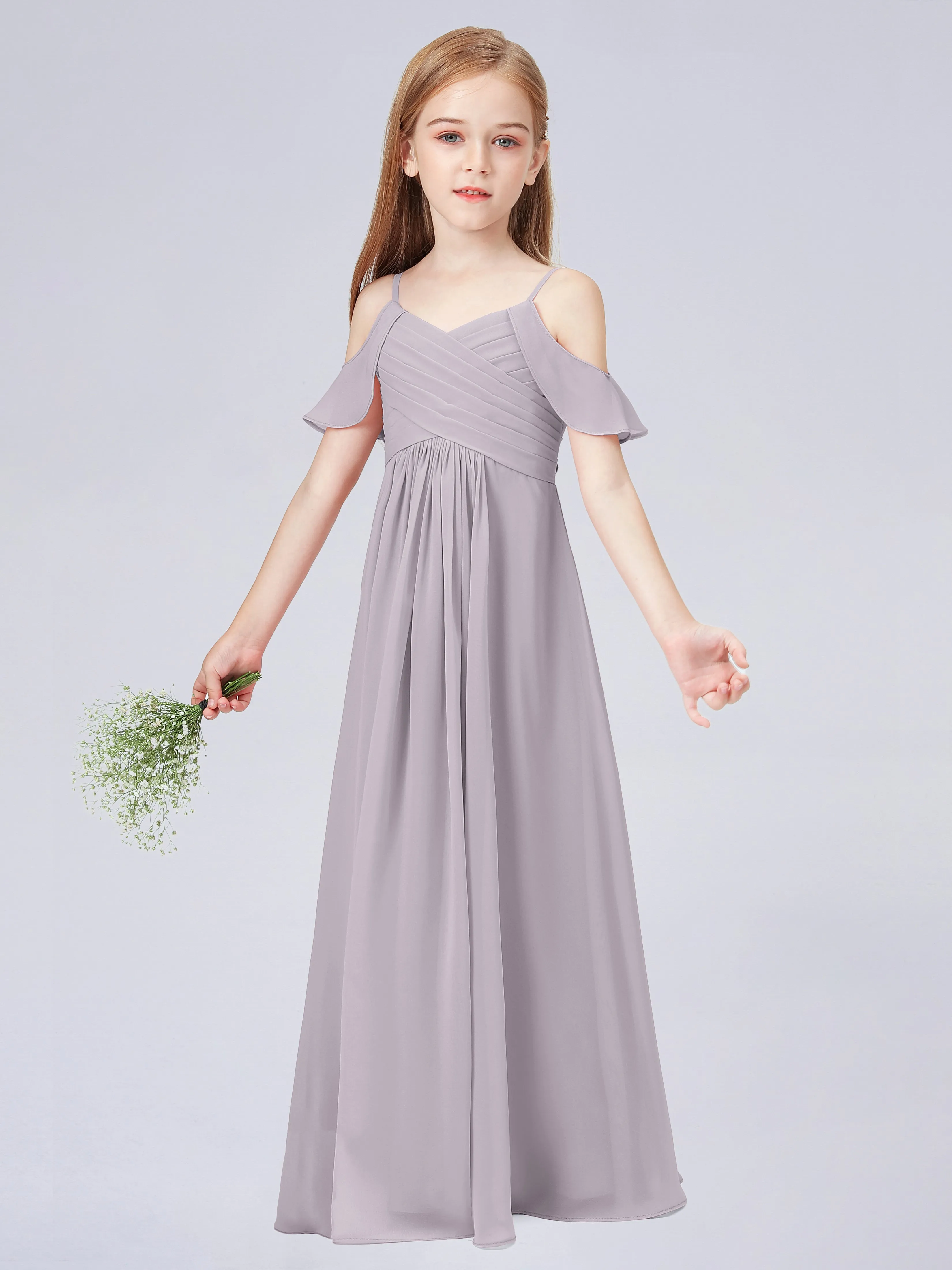 Off Shoulder Chiffon Junior Bridesmaid Dress