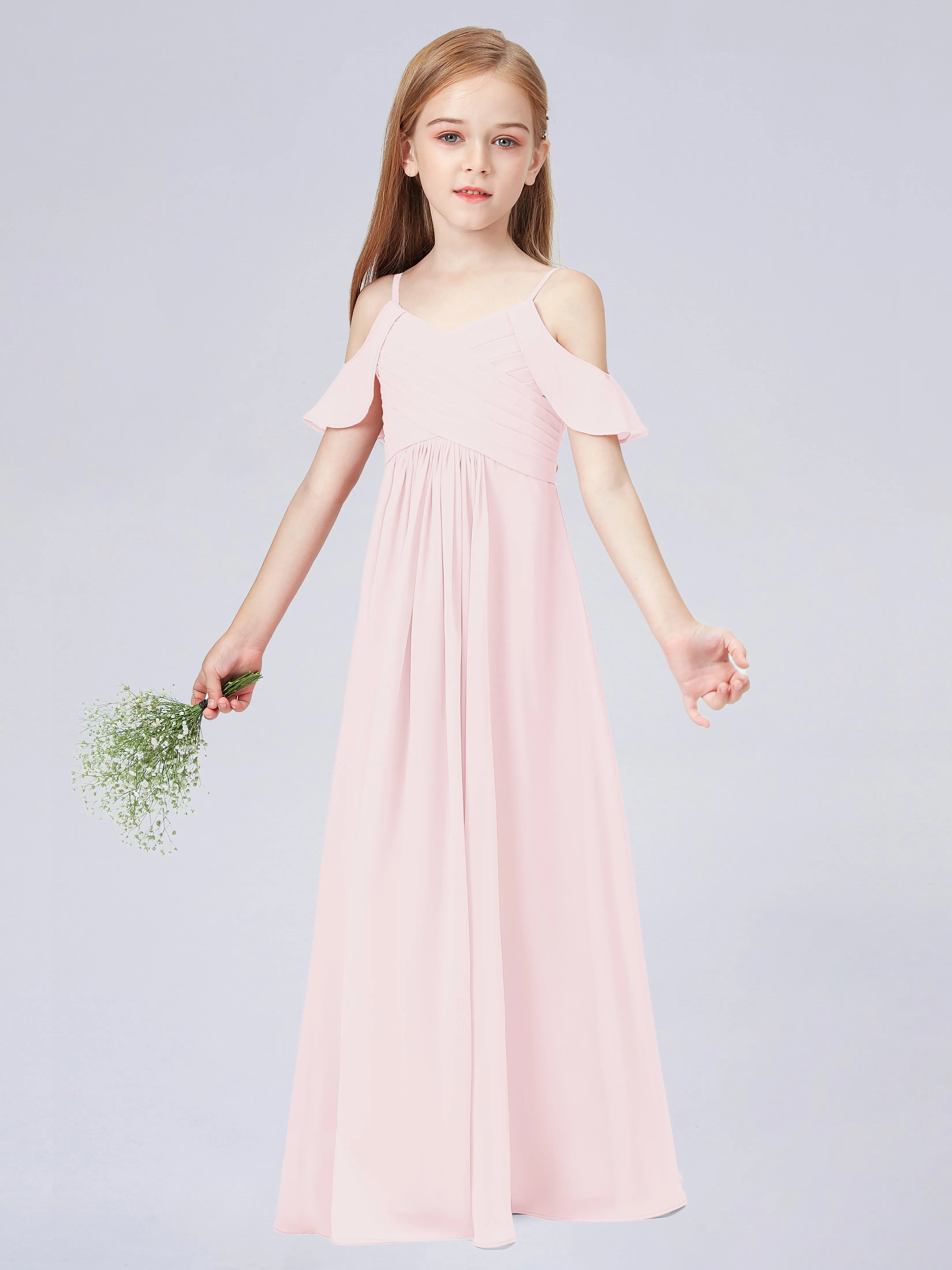 Off Shoulder Chiffon Junior Bridesmaid Dress