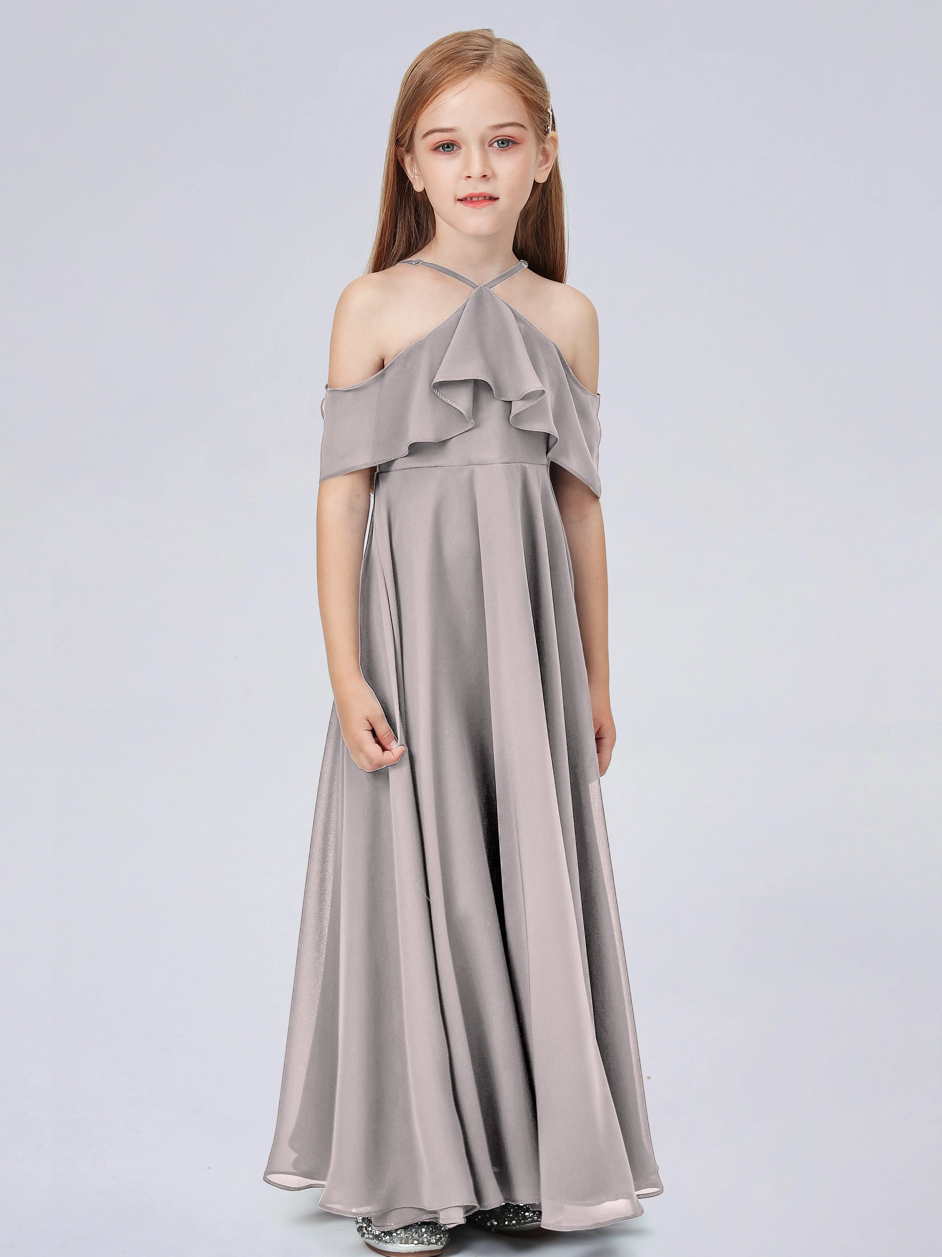 Off Shoulder Chiffon Junior Bridesmaid Dress