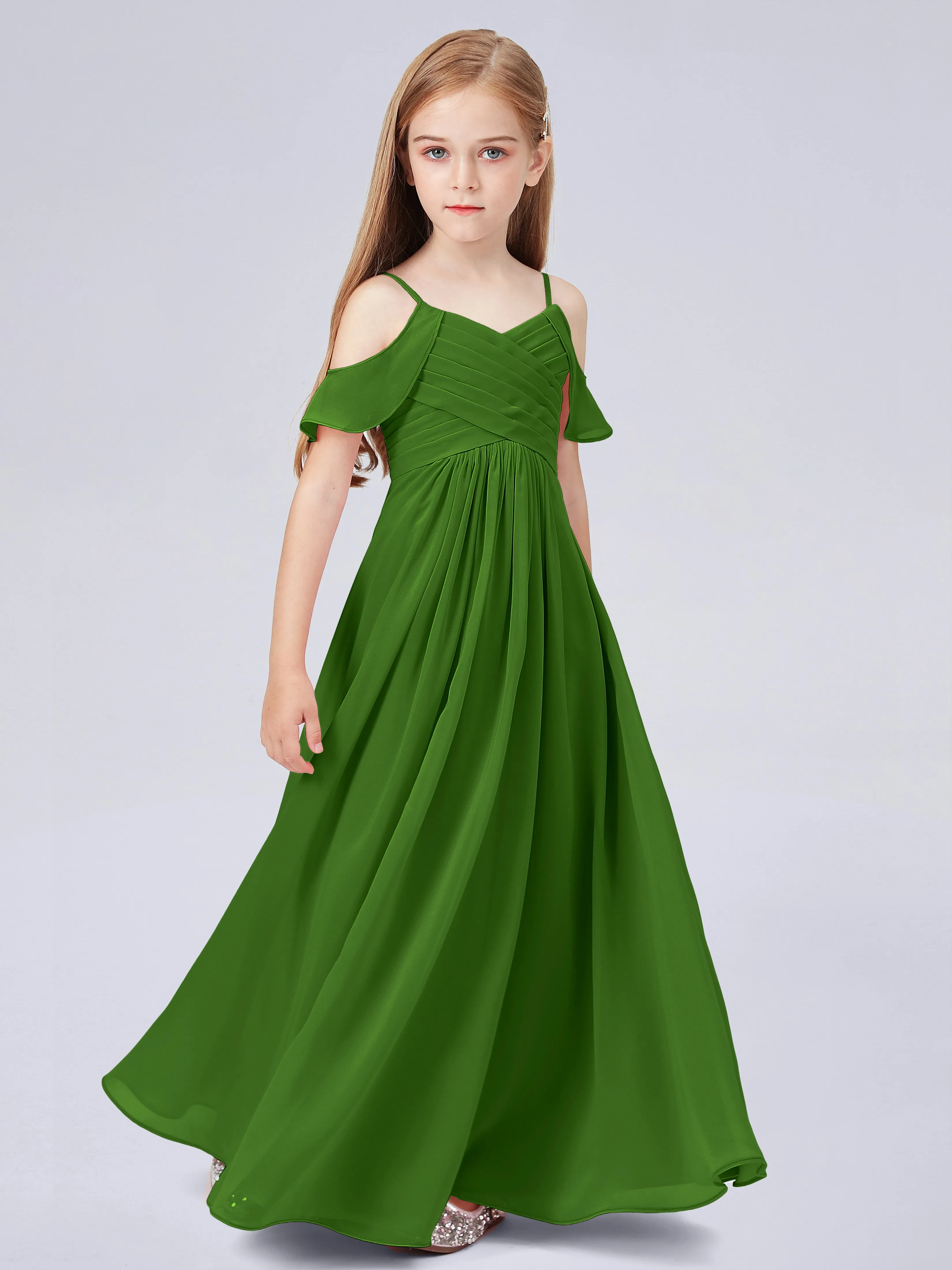 Off Shoulder Chiffon Junior Bridesmaid Dress